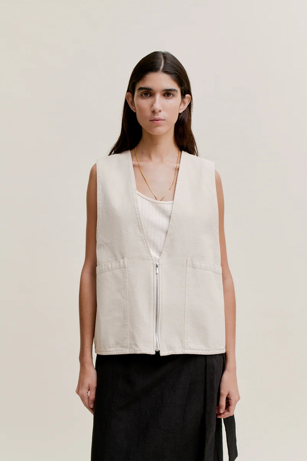 Arun Zip Vest Ivory