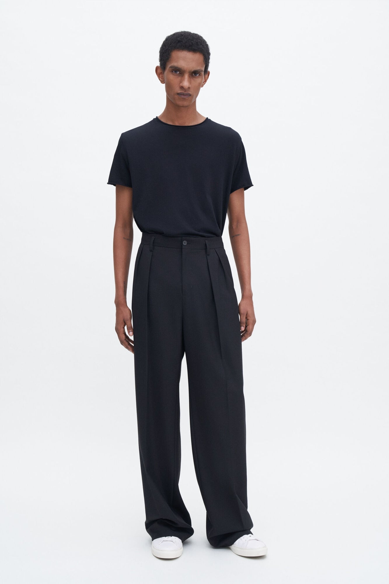 Roll Neck Tee Black