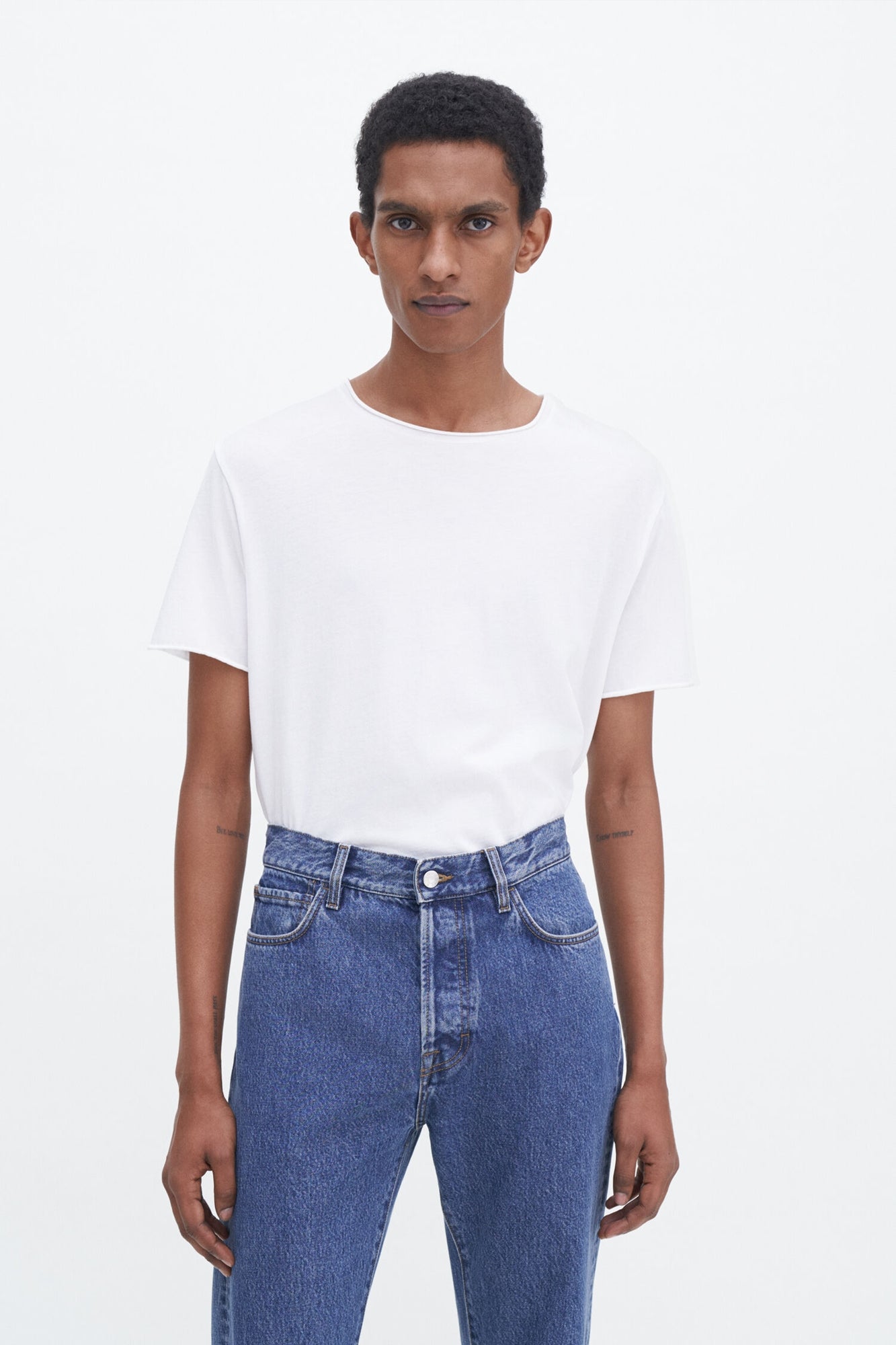 Roll Neck Tee White