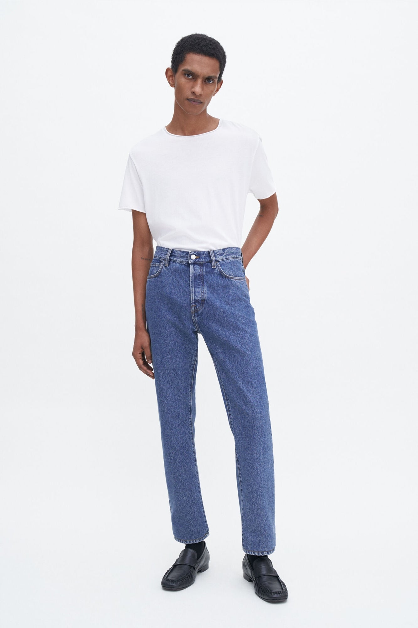 Roll Neck Tee White