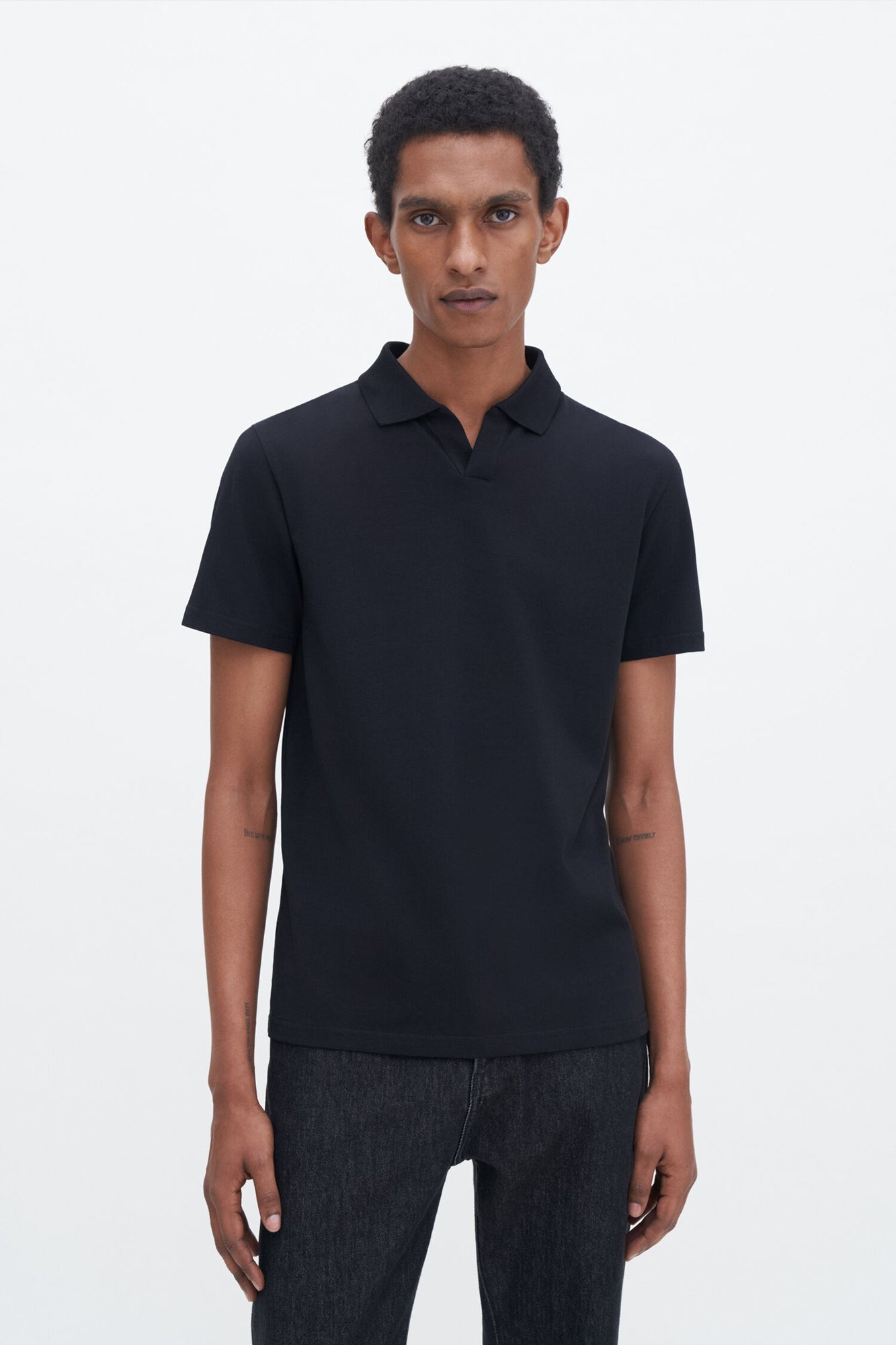 Stretch Cotton Polo Black