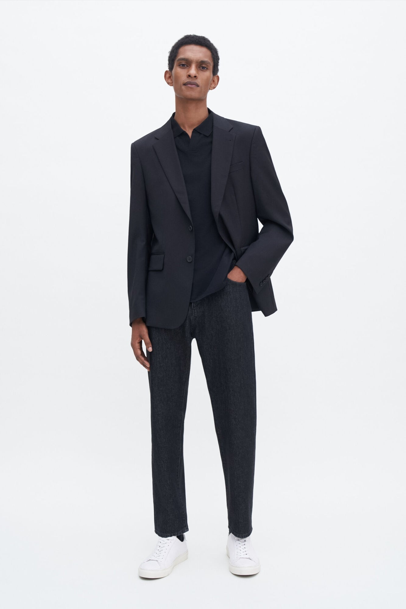 Stretch Cotton Polo Black