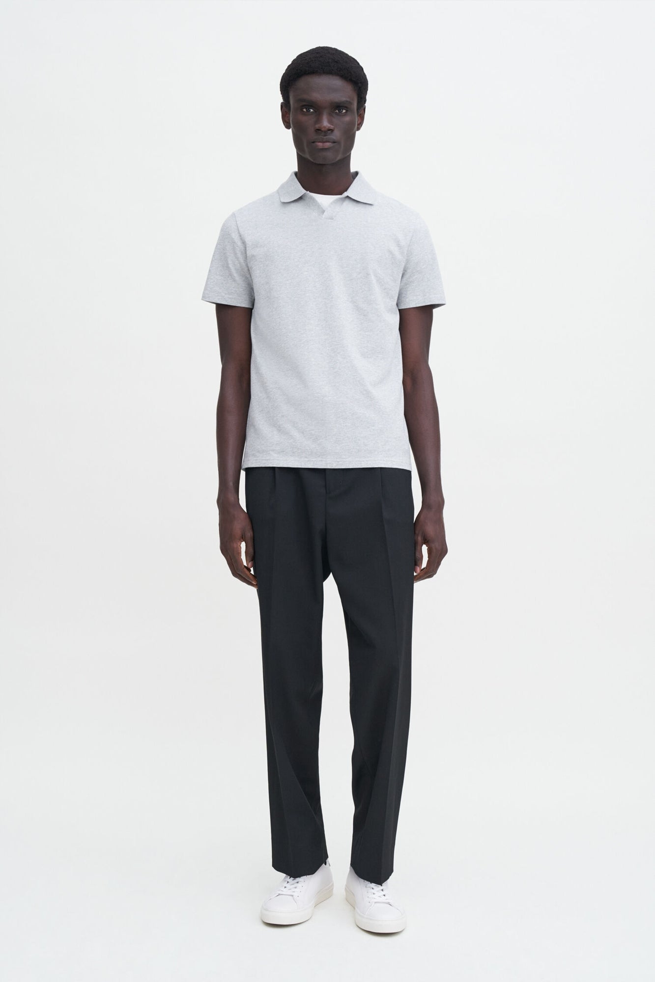 Stretch Cotton Polo Grey Melange