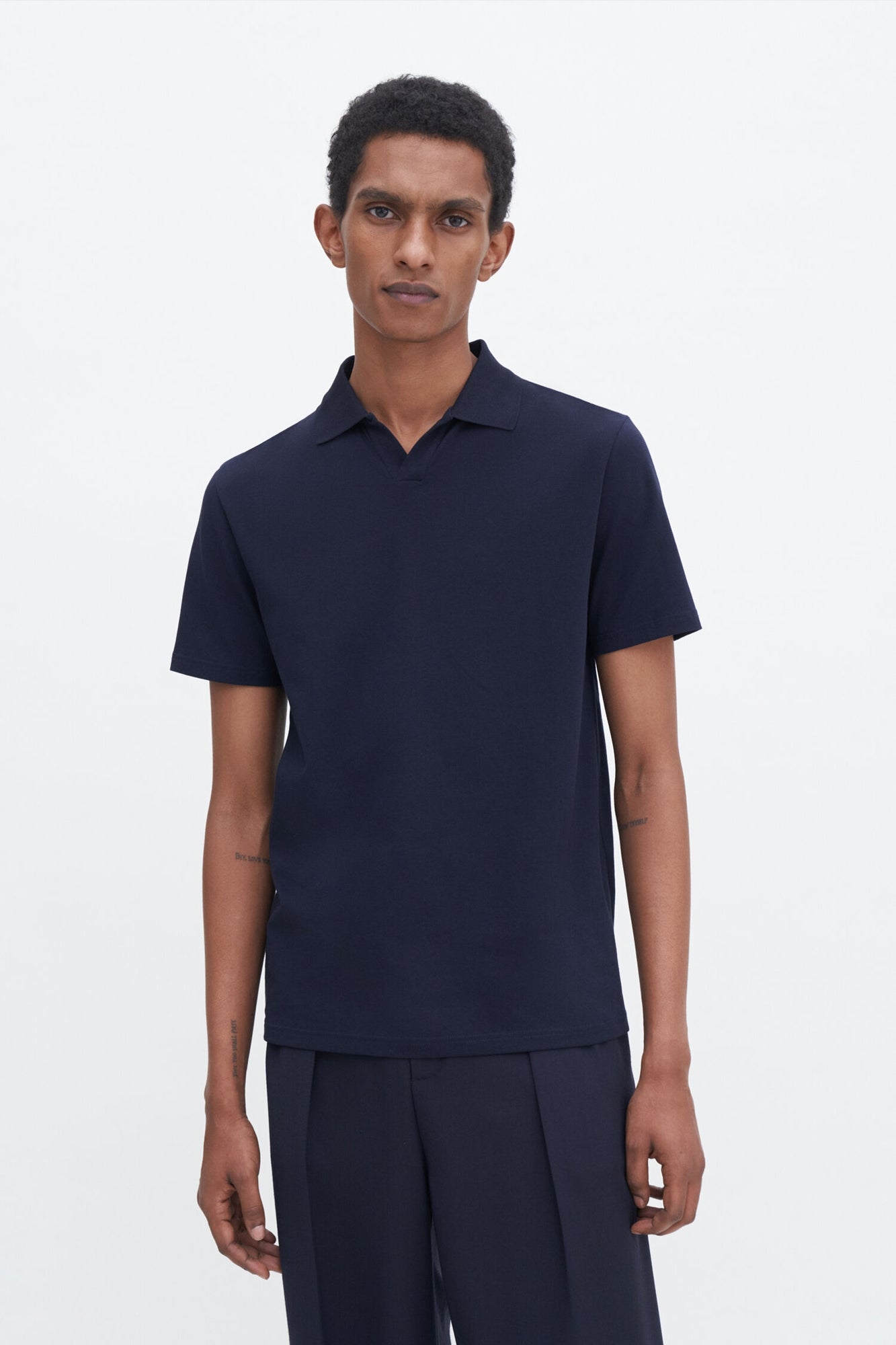 Stretch Cotton Polo Navy