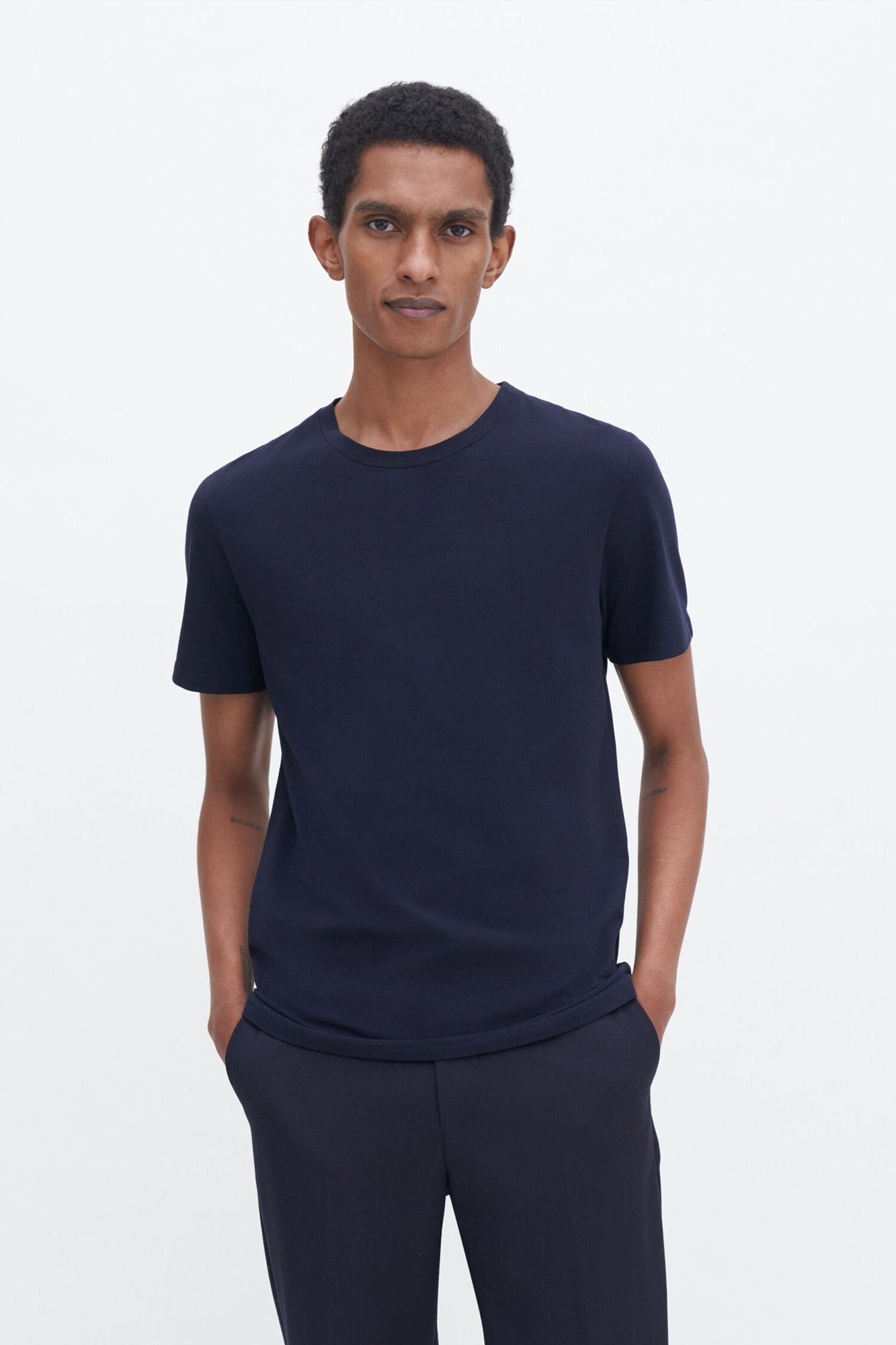 Stretch Cotton Tee Navy