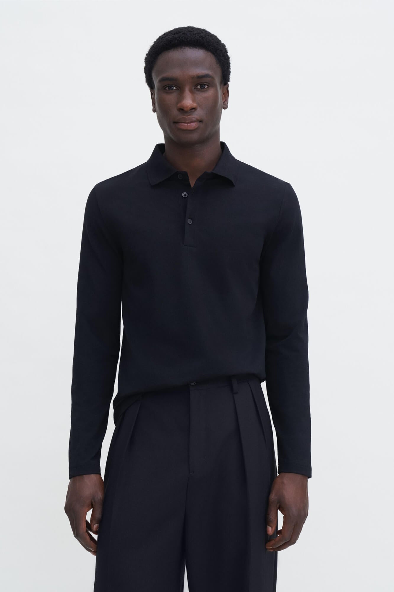 Luke Stretch Cotton Polo Shirt Black