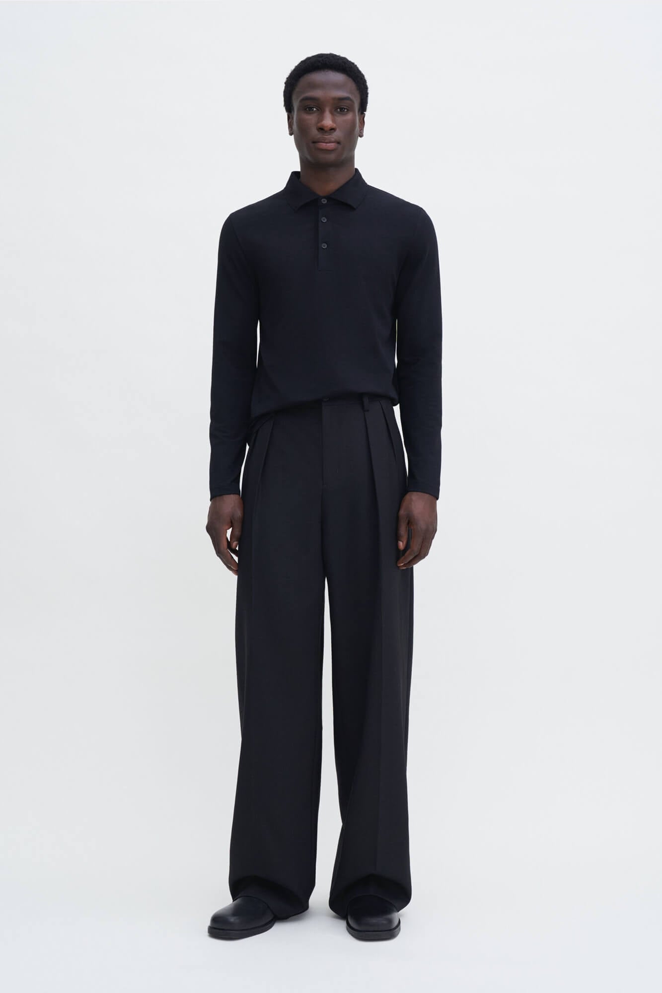 Luke Stretch Cotton Polo Shirt Black