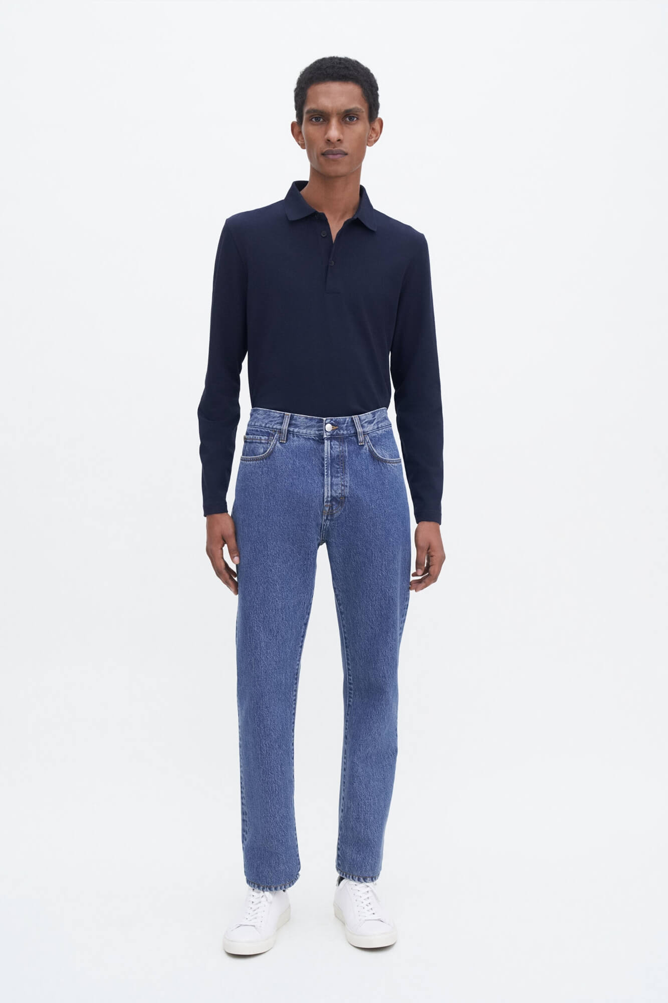 Luke Stretch Cotton Polo Shirt Navy