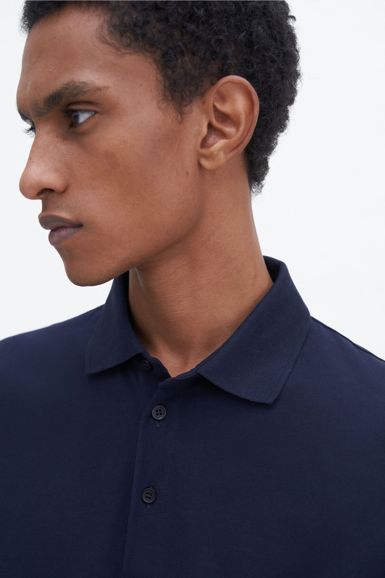 Luke Stretch Cotton Polo Shirt Navy