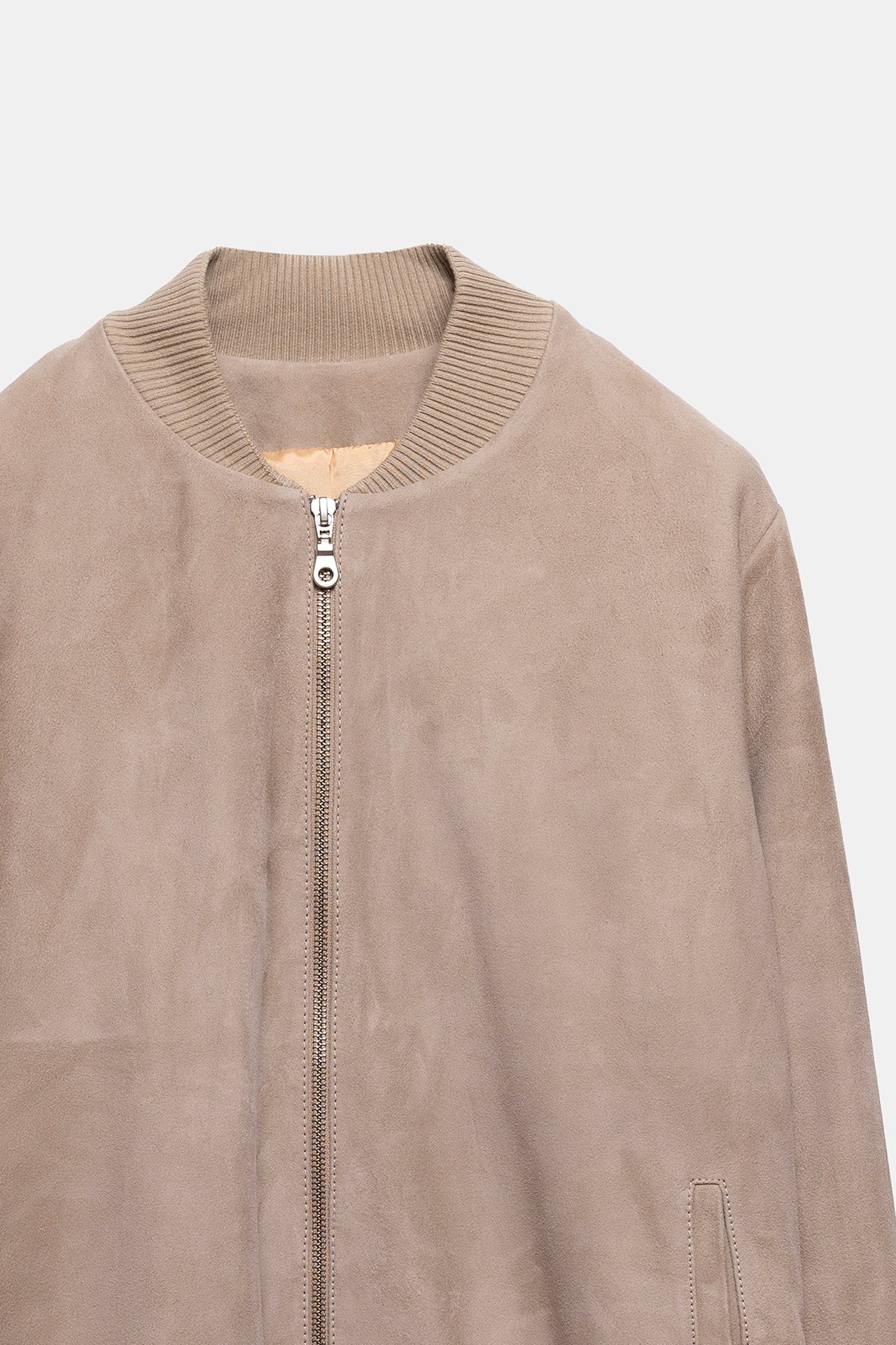 Keisuke Leather Bomber Jacket Natural