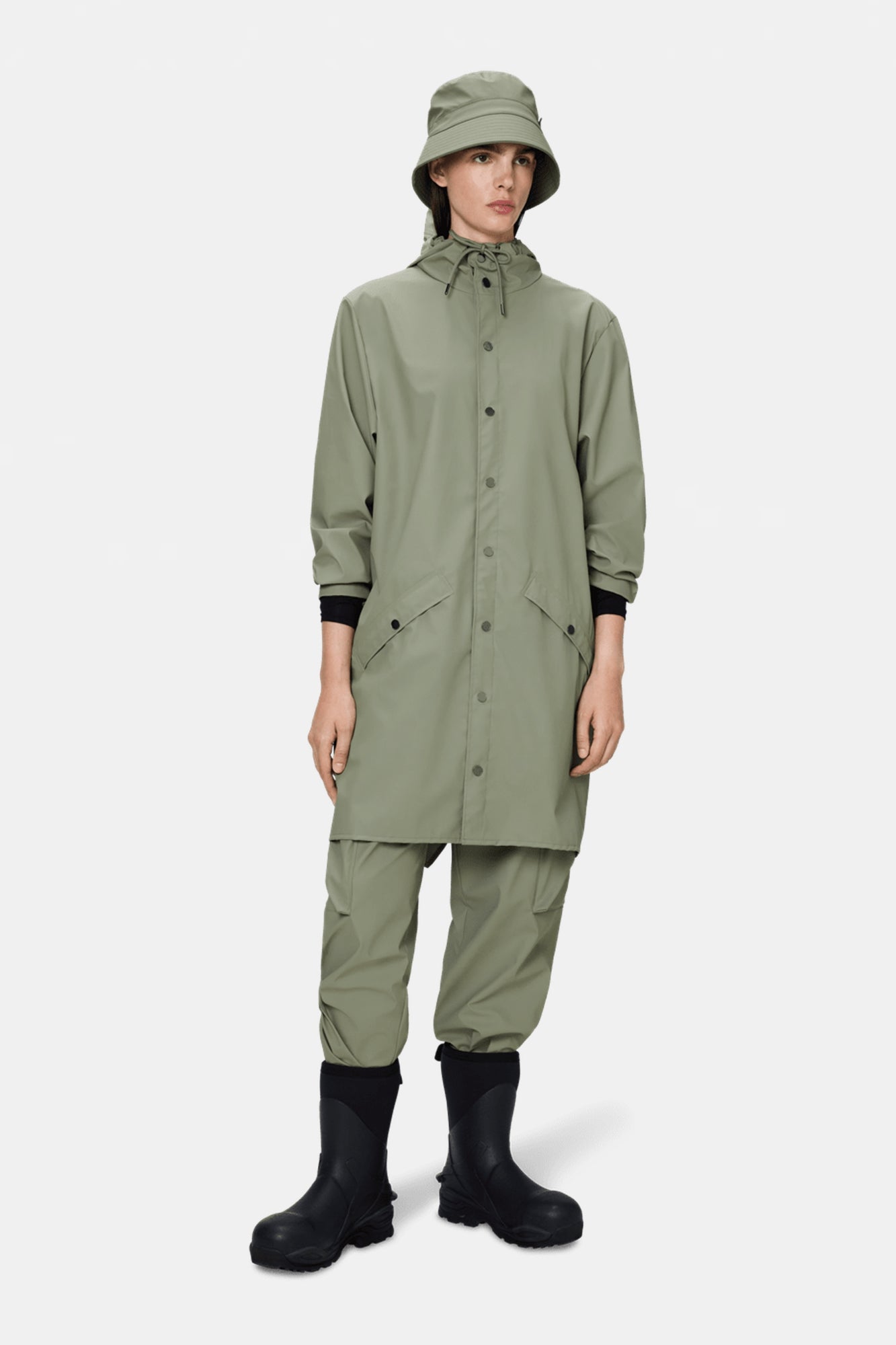 Rain Long Jacket Drift Green