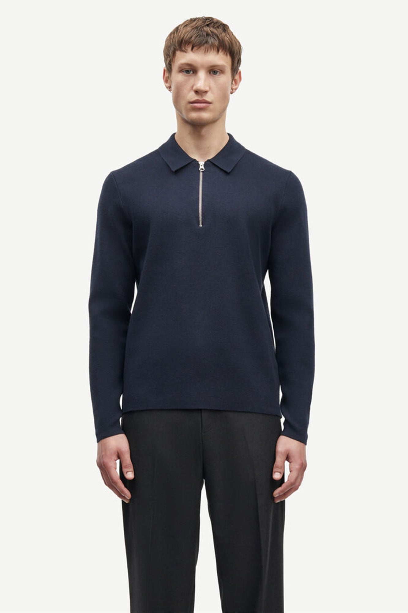 Guna Half Zip Polo Sweater Navy