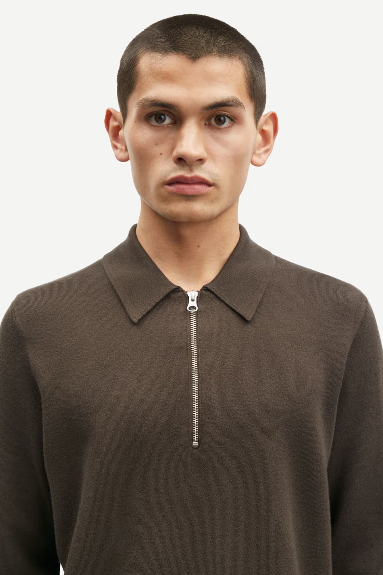 Guna Half Zip Polo Sweater Brown