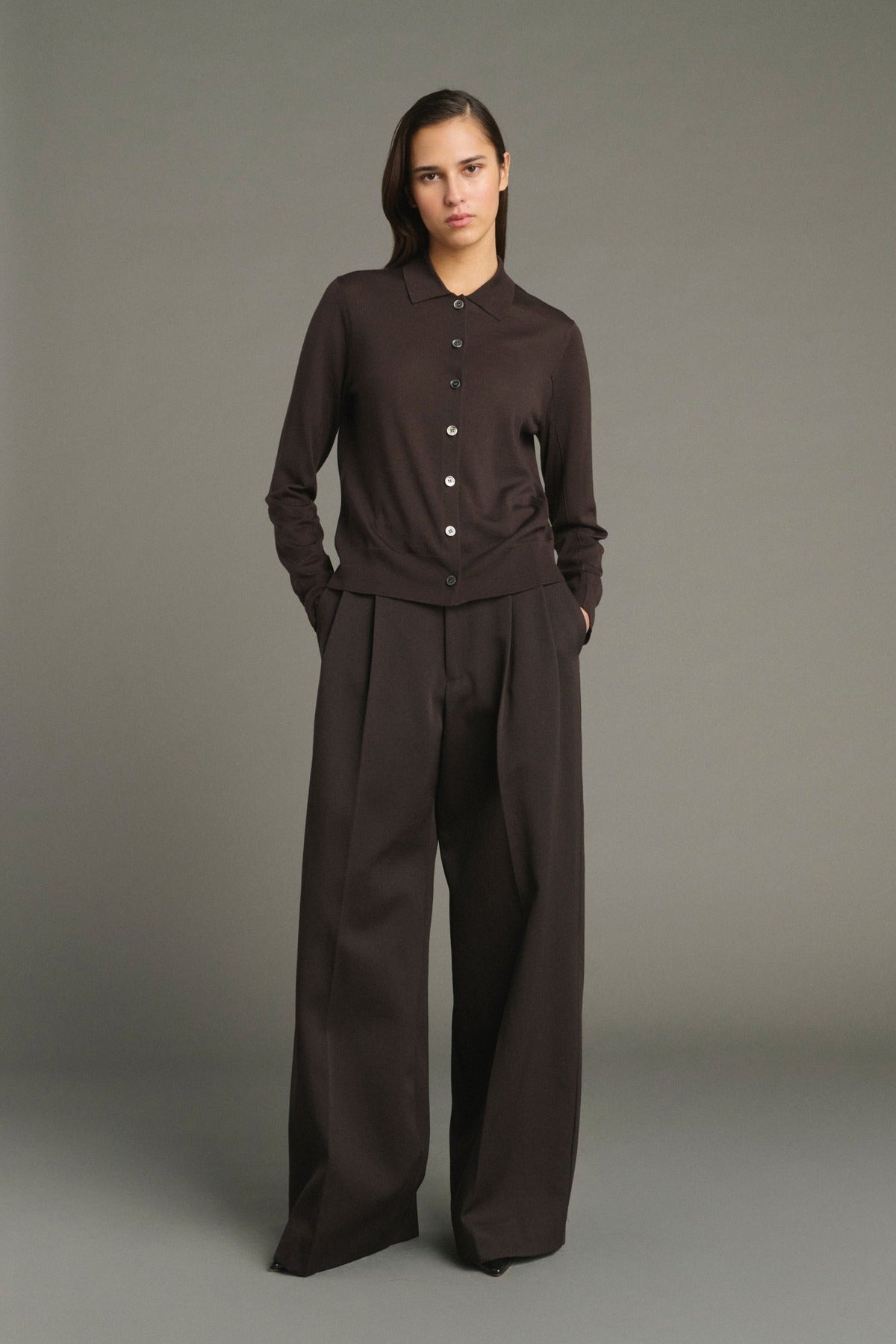 Hailey Wool Cardigan Chocolate