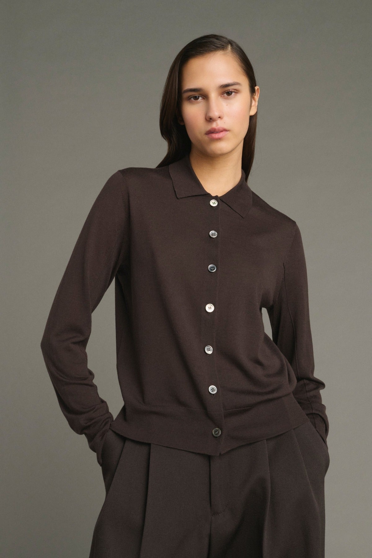 Hailey Wool Cardigan Chocolate