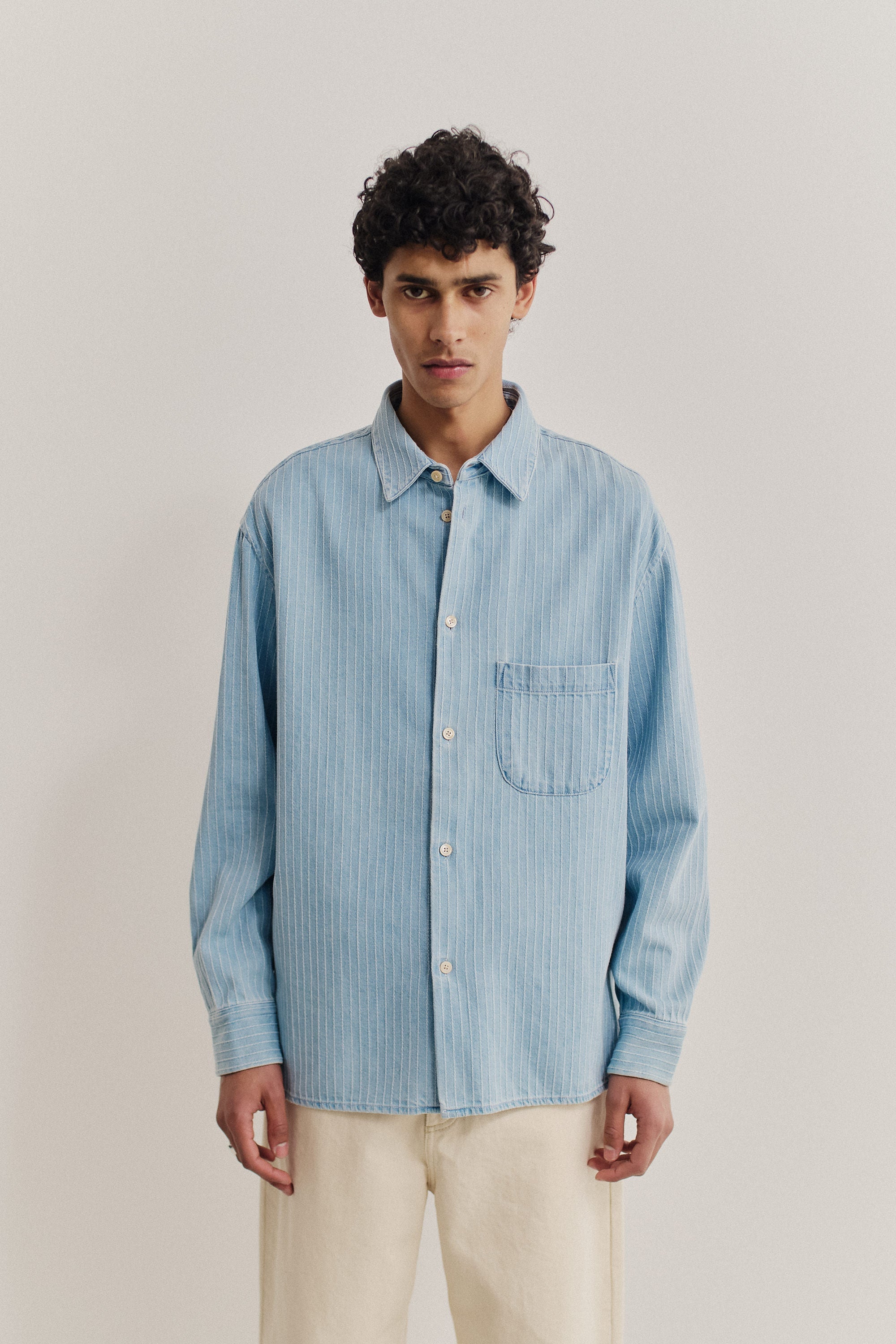 Gusto Shirt Distressed Stripe Denim