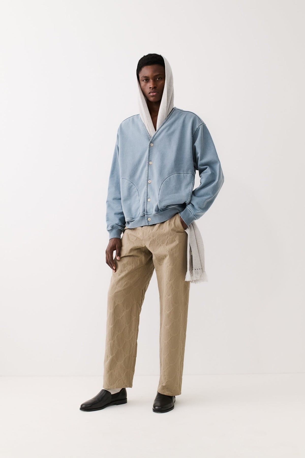 Broto Jersey Cardigan Washed Light Blue