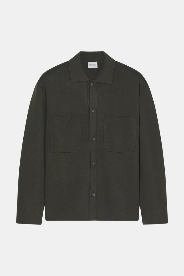 Polo Cardigan Dark Olive Green