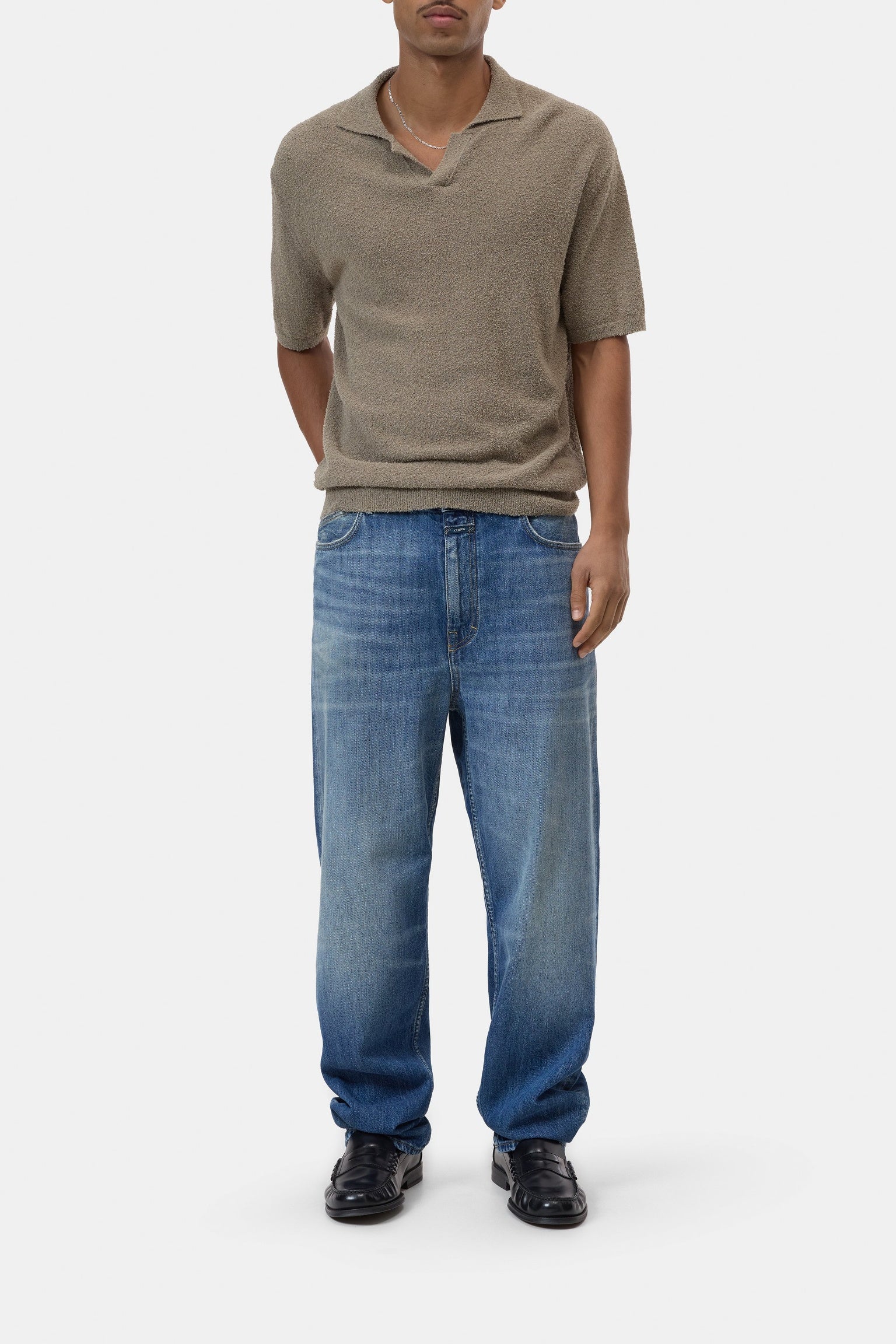 CLOSED Cotton knit polo Pebble green - Vista 1