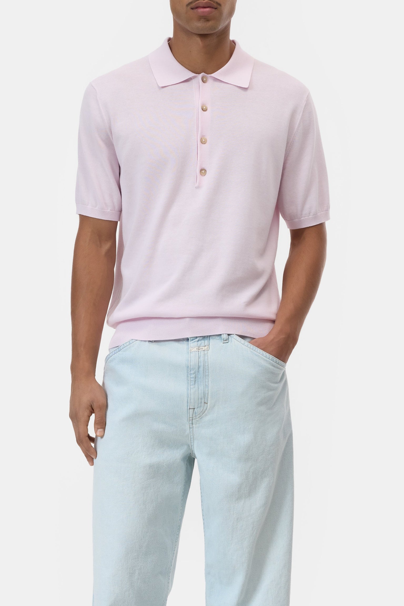 CLOSED Knit polo made of cotton Quartz pink - Vista 2
