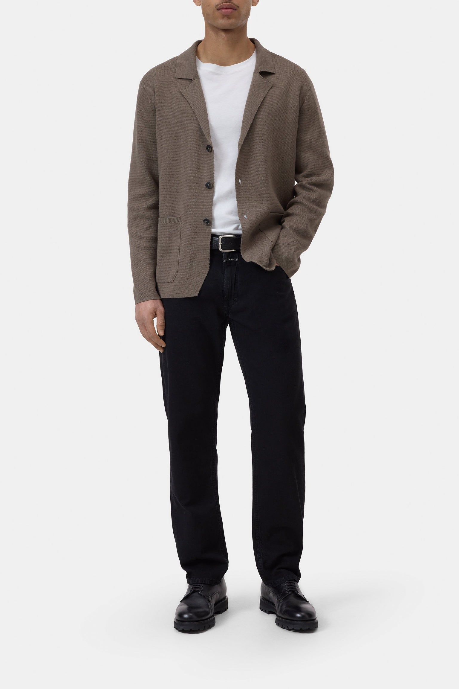CLOSED Knitted blazer made of cotton blend yarn Smokey grey - Vista 1