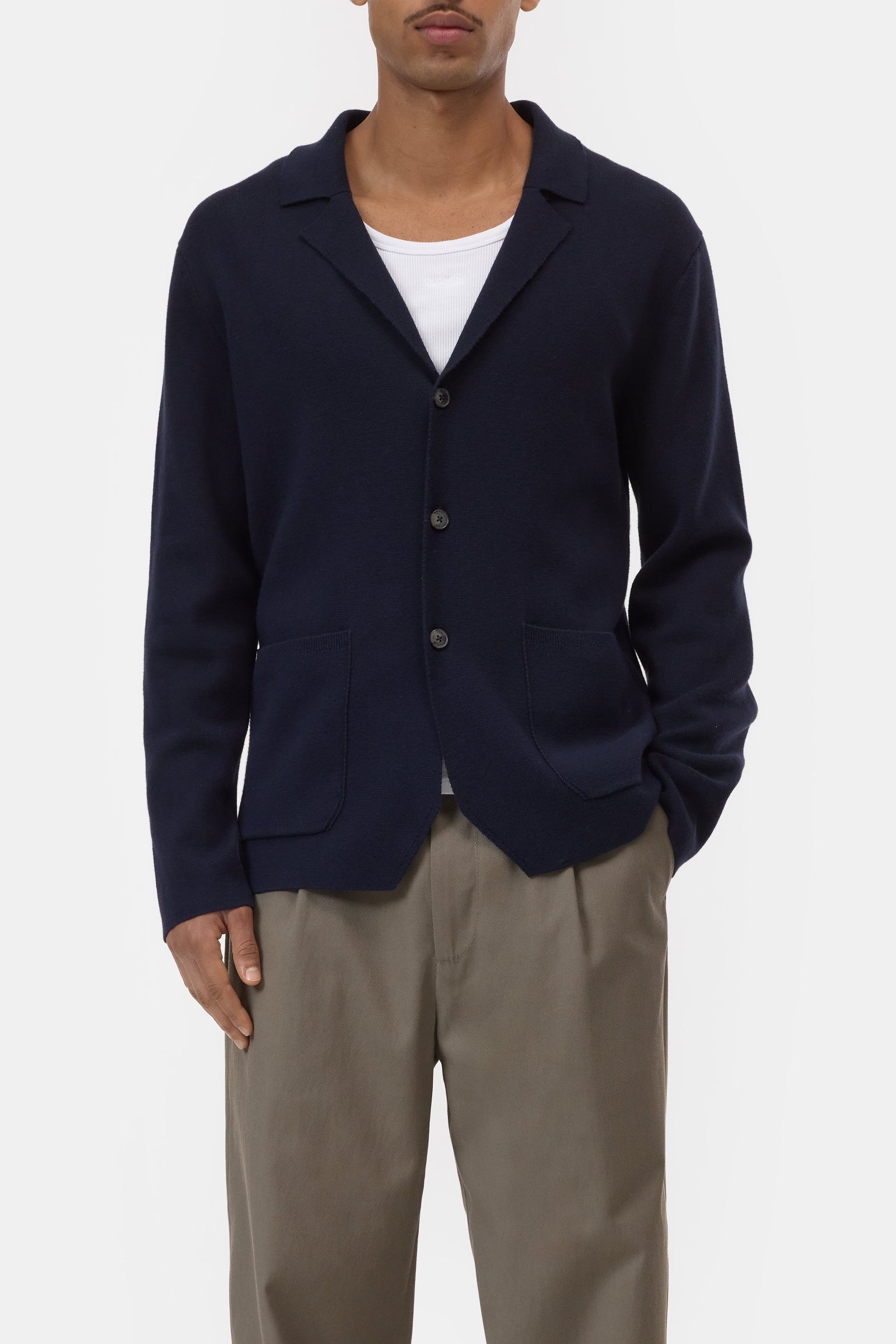 CLOSED Knitted blazer made of cotton blend yarn dark night - Vista 2