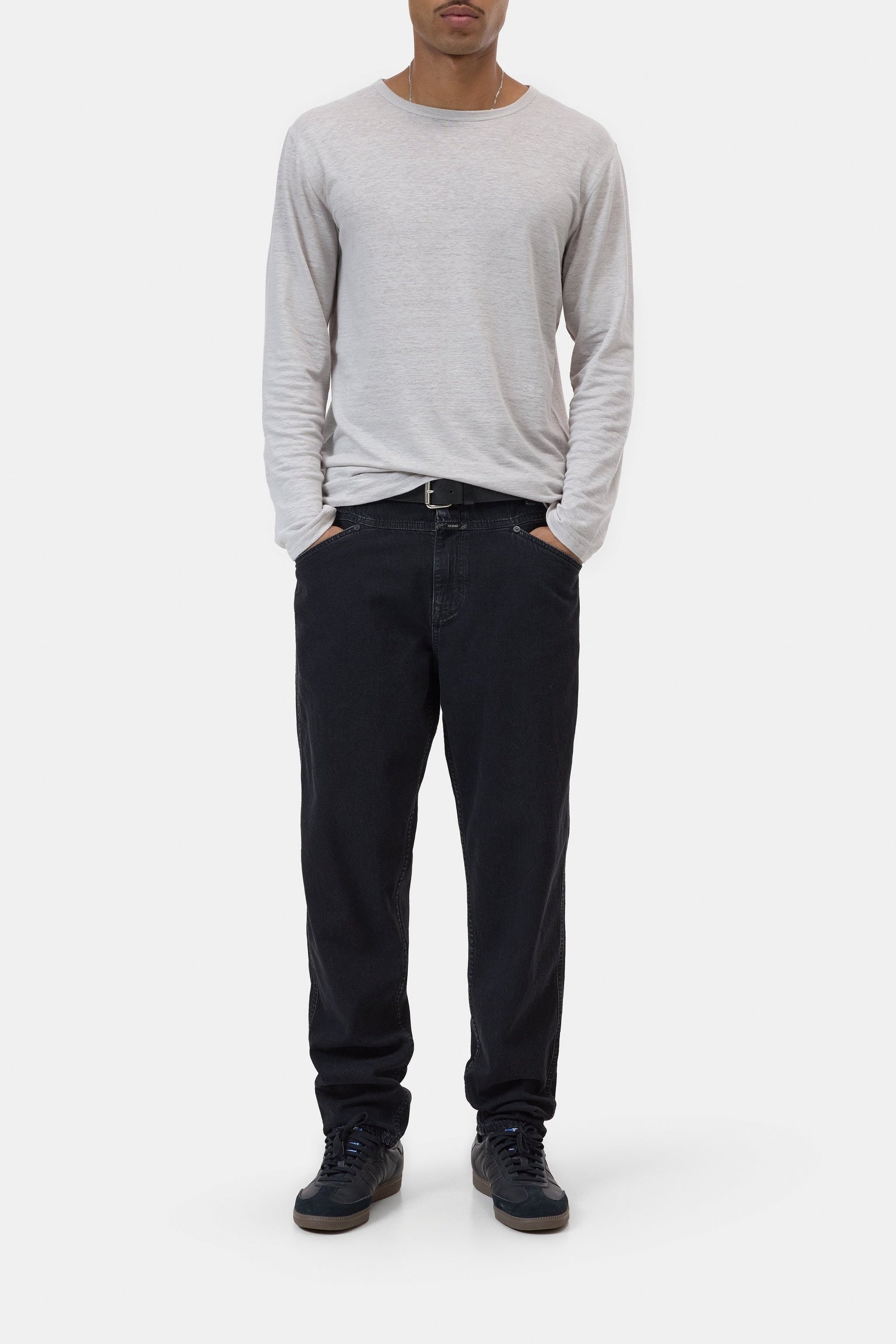 CLOSED Linen blend long sleeve shirt mud grey - Vista 1