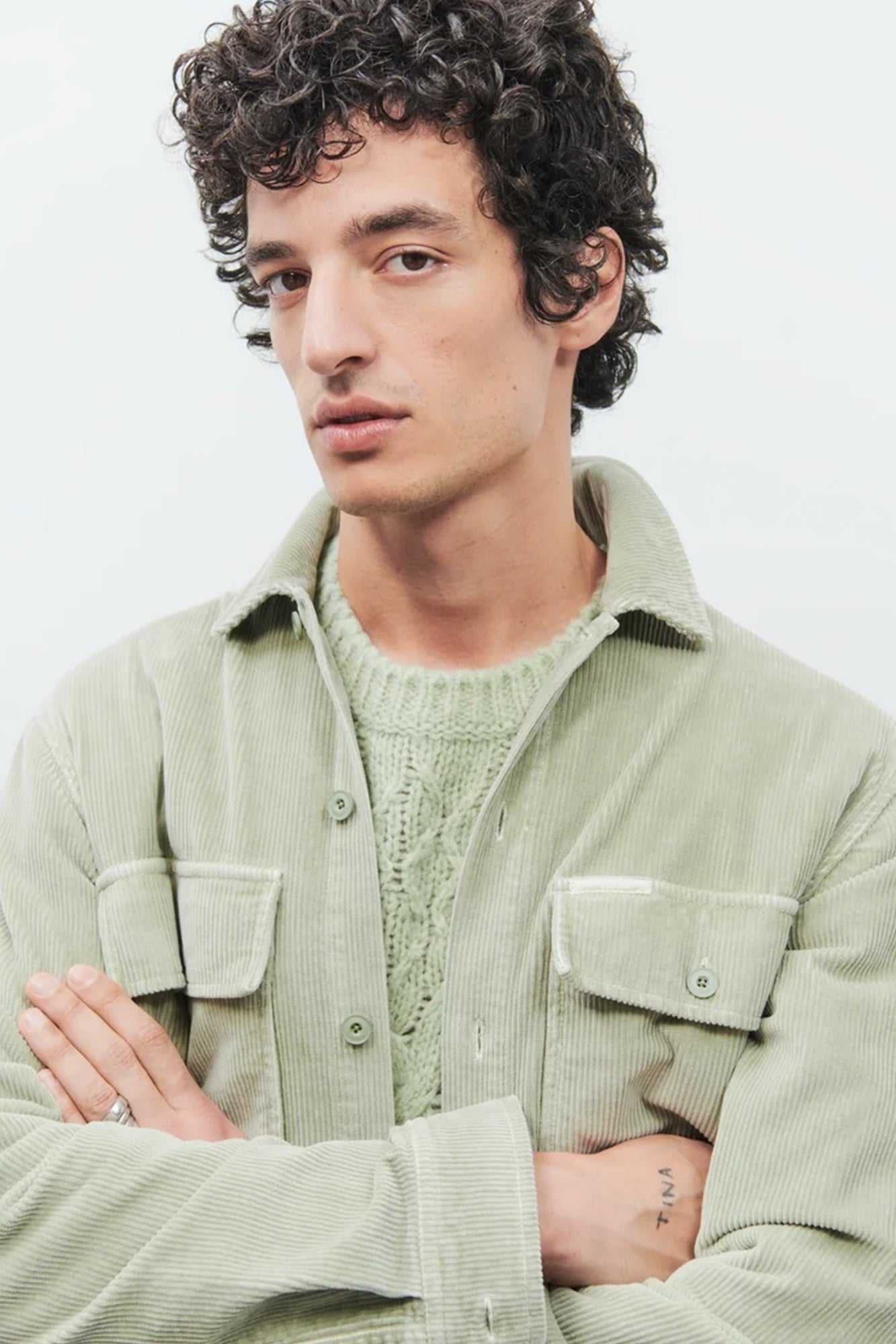 Corduroy Utility Shirt Light Green
