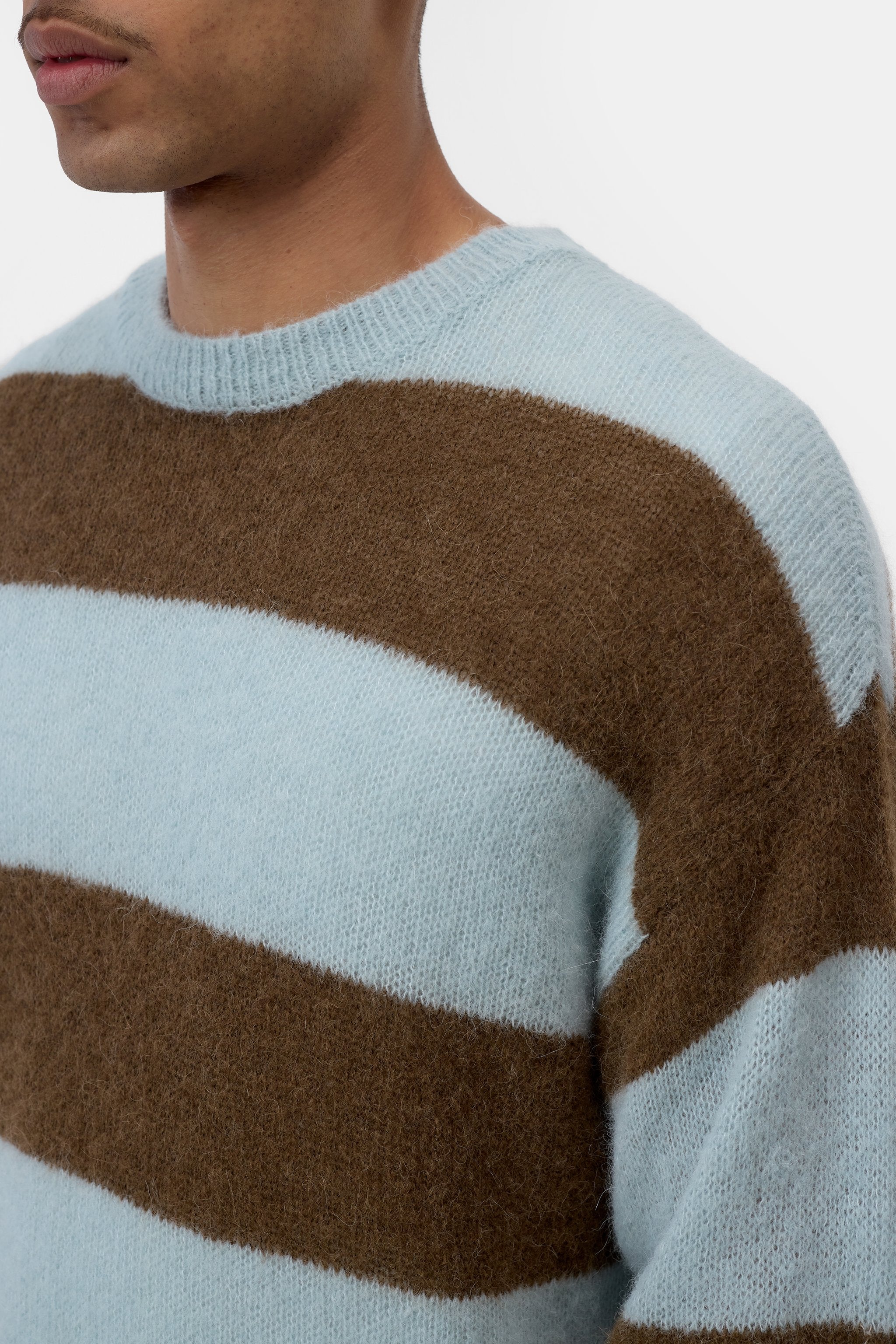 Block Stripe Crewneck Jumper Drift Blue