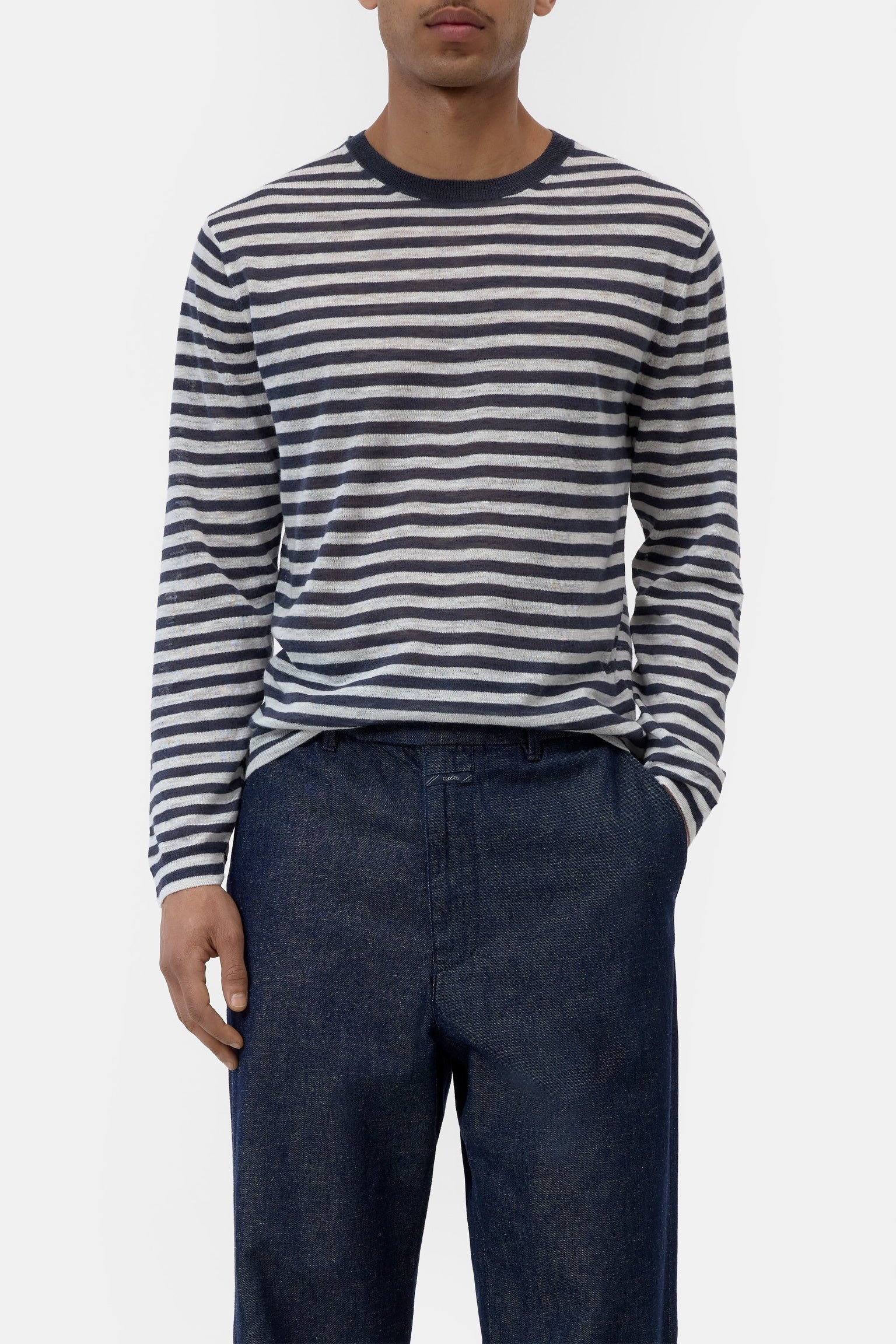 CLOSED Striped sweater made of linen blend Magma black - Vista 2