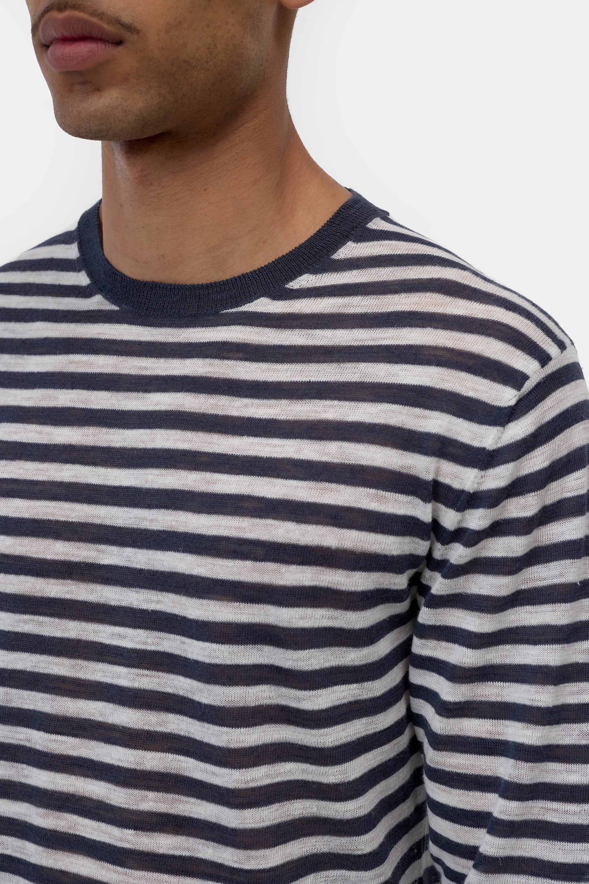 CLOSED Striped sweater made of linen blend Magma black - Vista 4