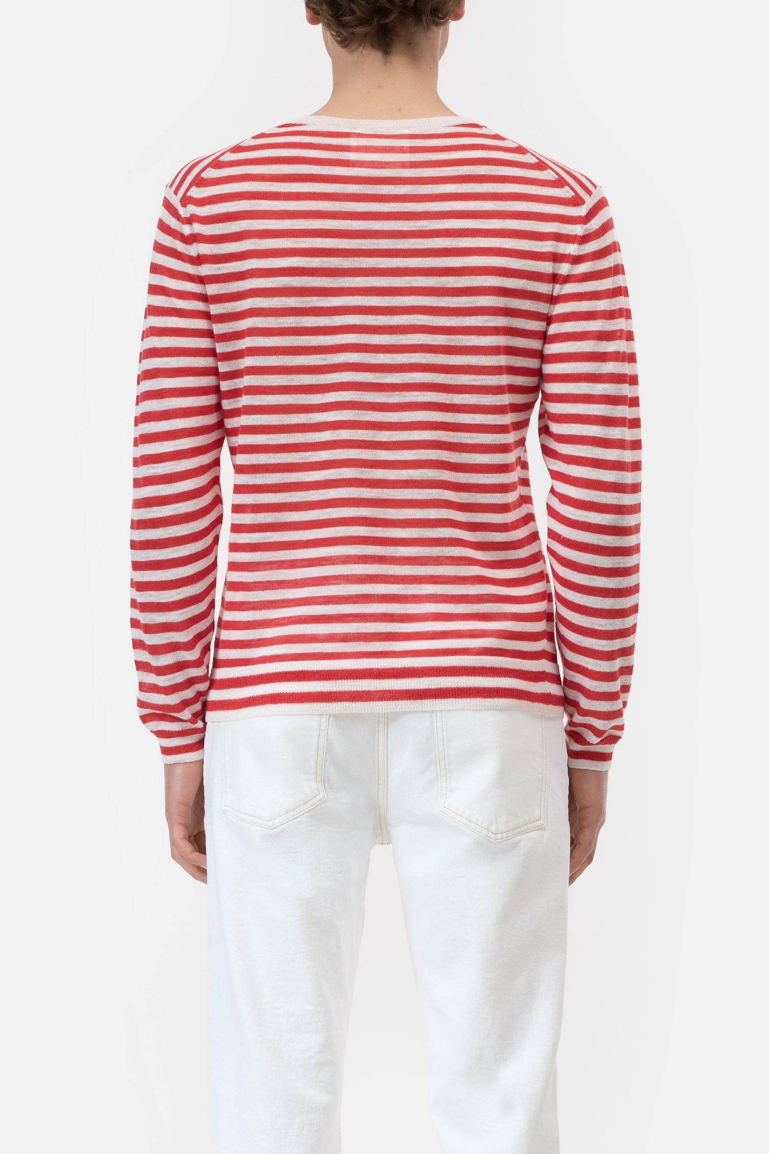 CLOSED Striped sweater made of linen blend Ruby red - Vista 3