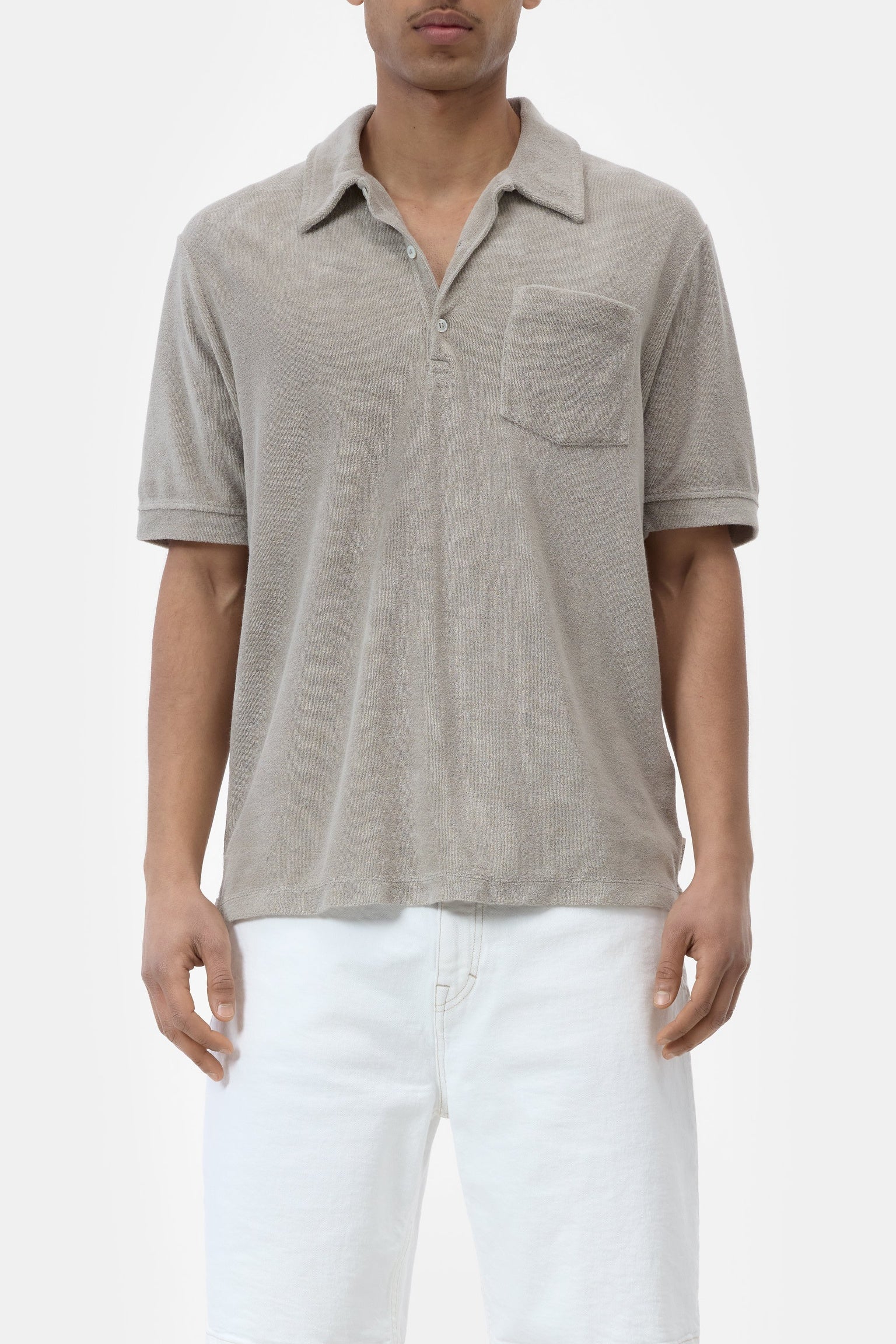 CLOSED Terry towelling shirt in cotton blend mud grey - Vista 2