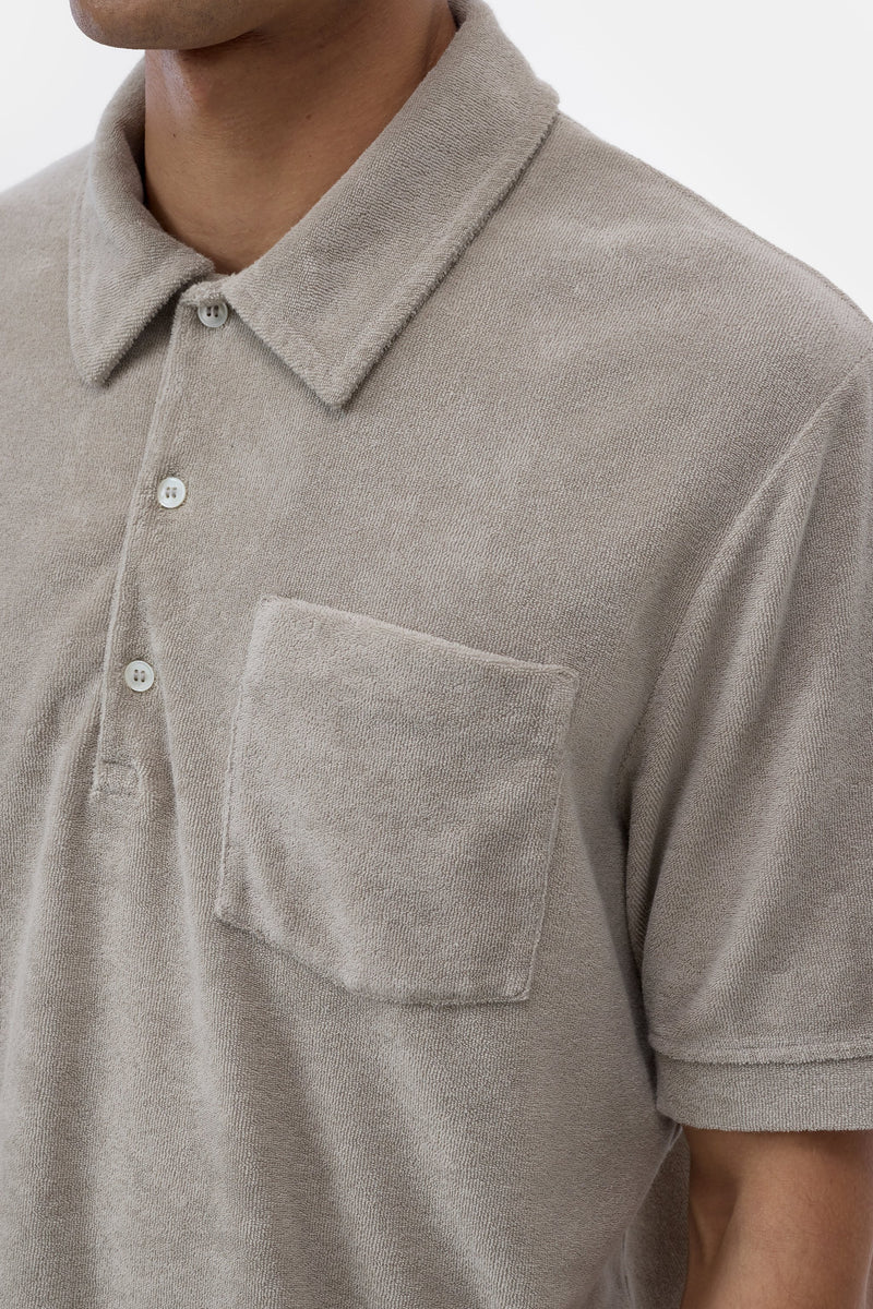 CLOSED Terry towelling shirt in cotton blend mud grey - Vista 4