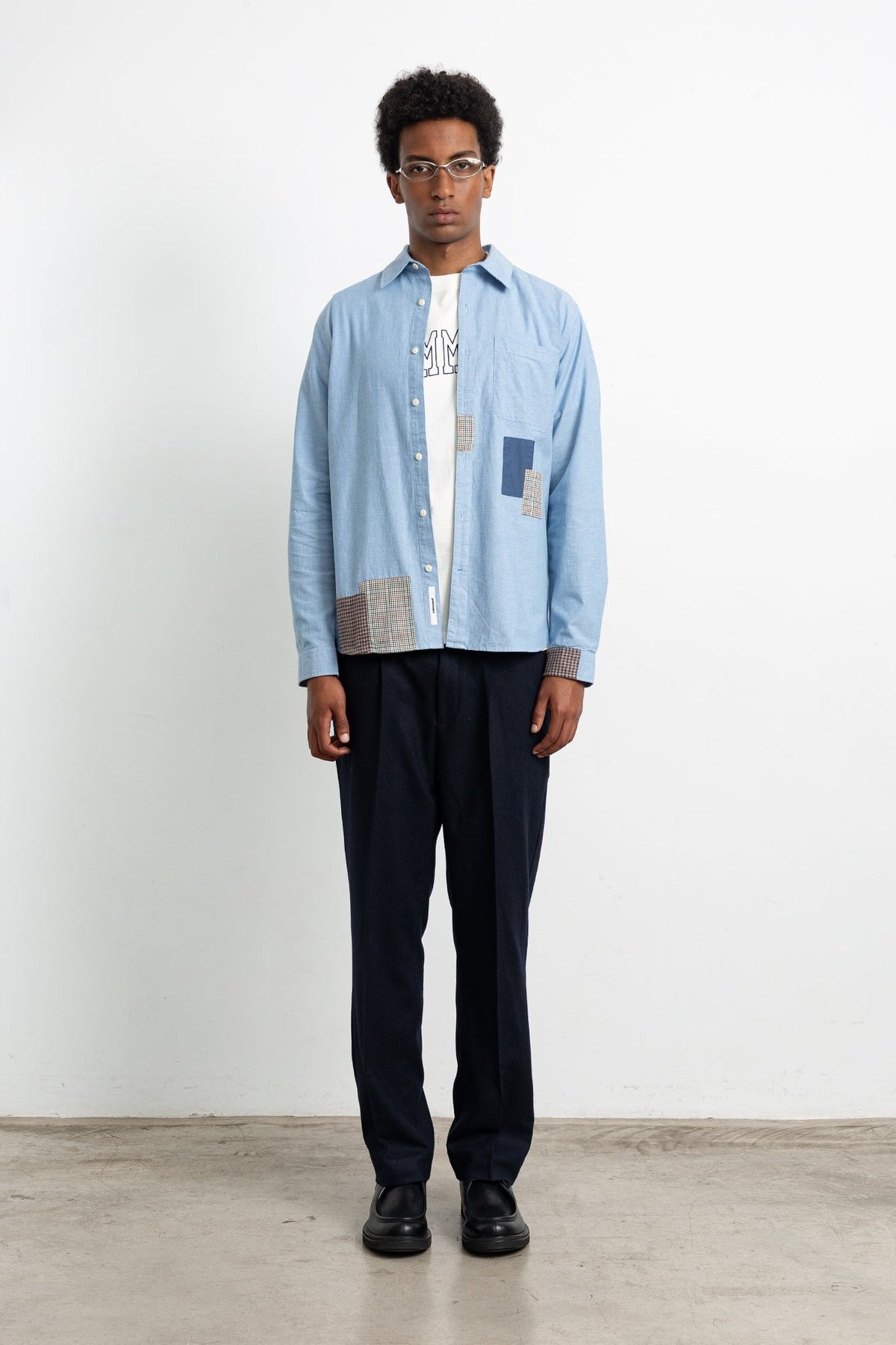 Meet & Grid Shirt Steel
