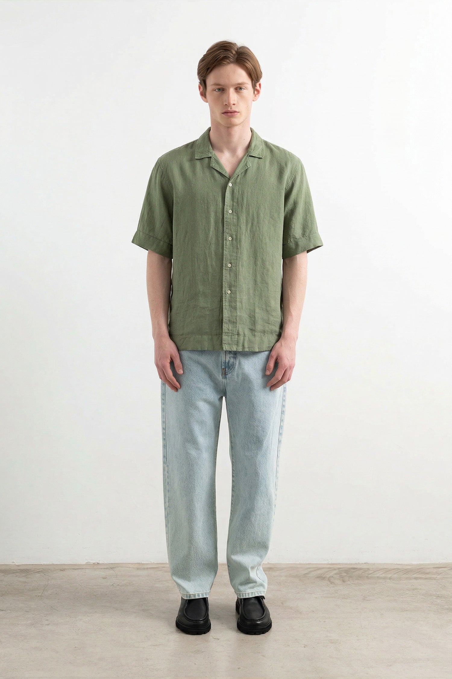 Edmmond Studios LINEN SHORT SLEEVE khaki - Vista 3