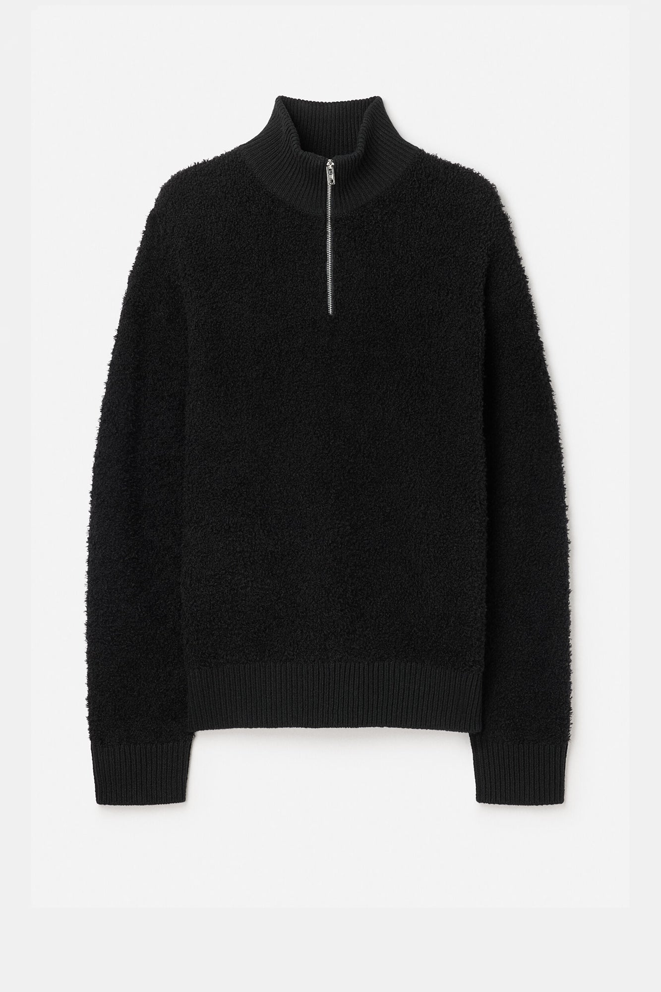 Fluffy Half Zip Sweater Black