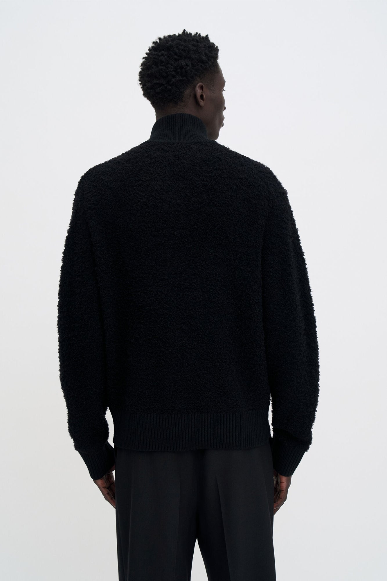 Fluffy Half Zip Sweater Black