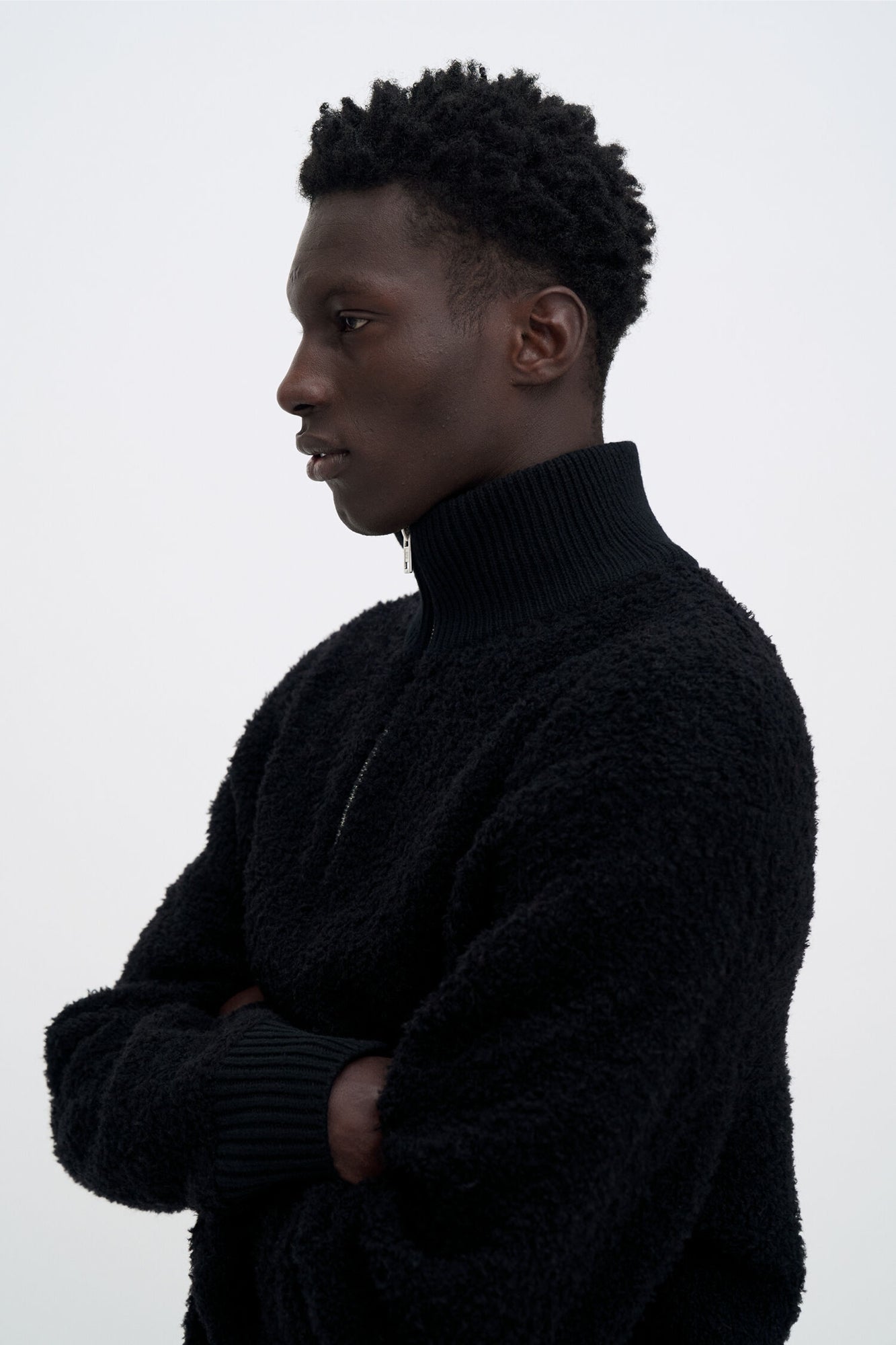 Fluffy Half Zip Sweater Black