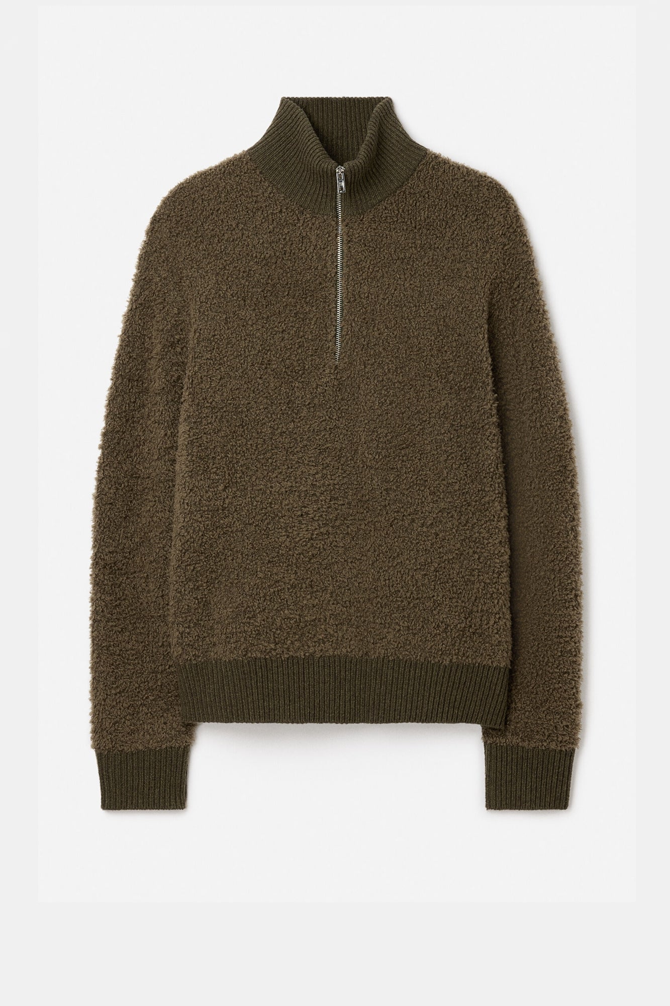 Fluffy Half Zip Sweater Moss Green