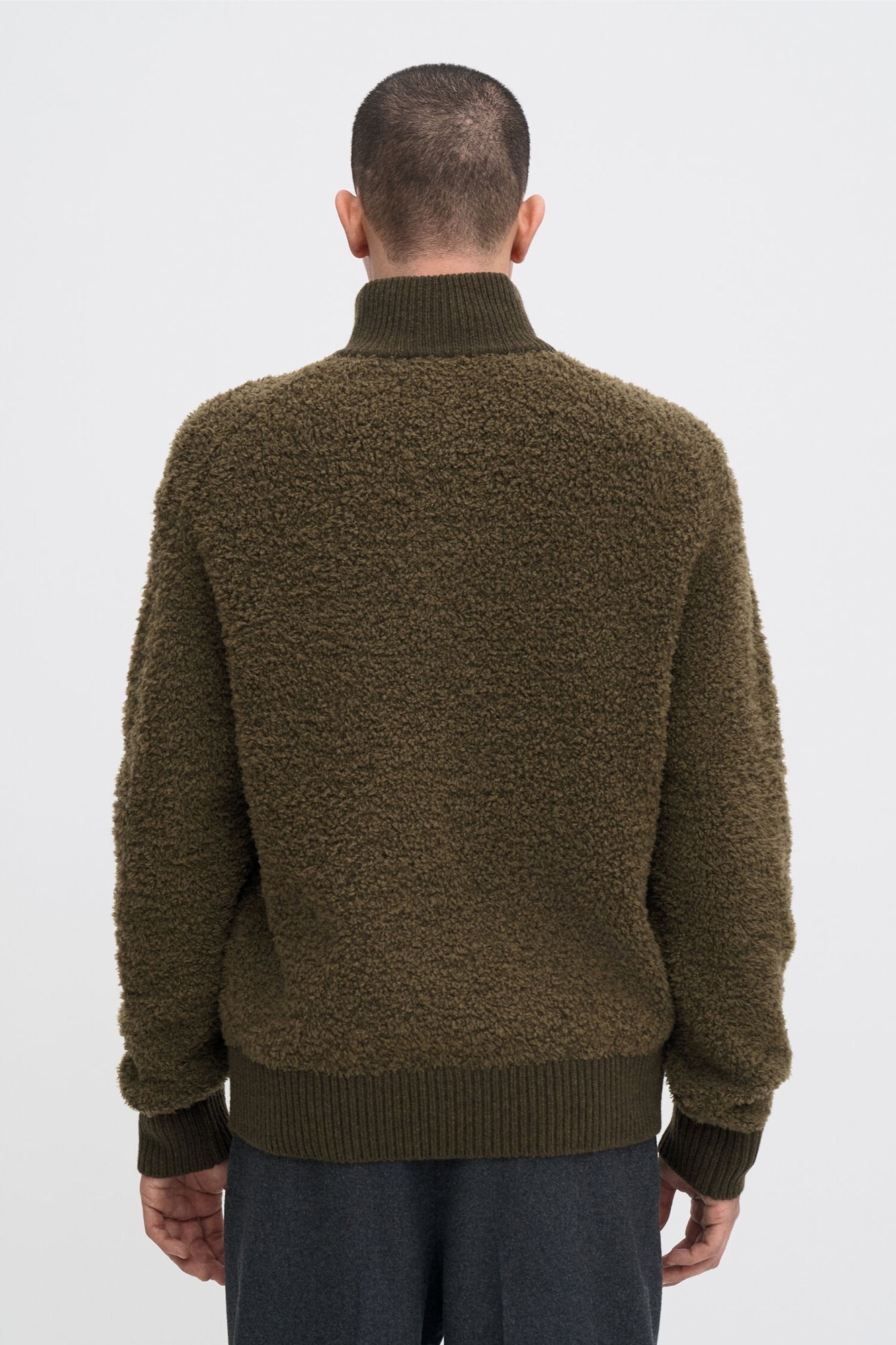 Fluffy Half Zip Sweater Moss Green