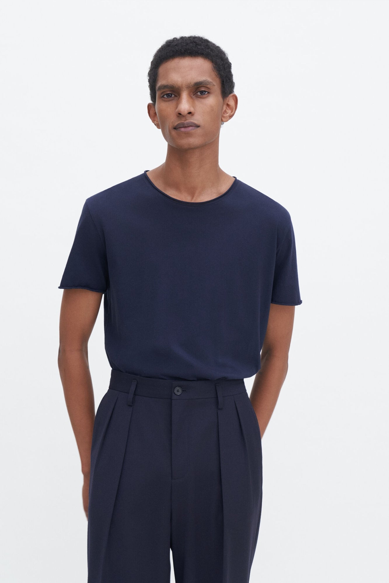 Roll Neck Tee Navy