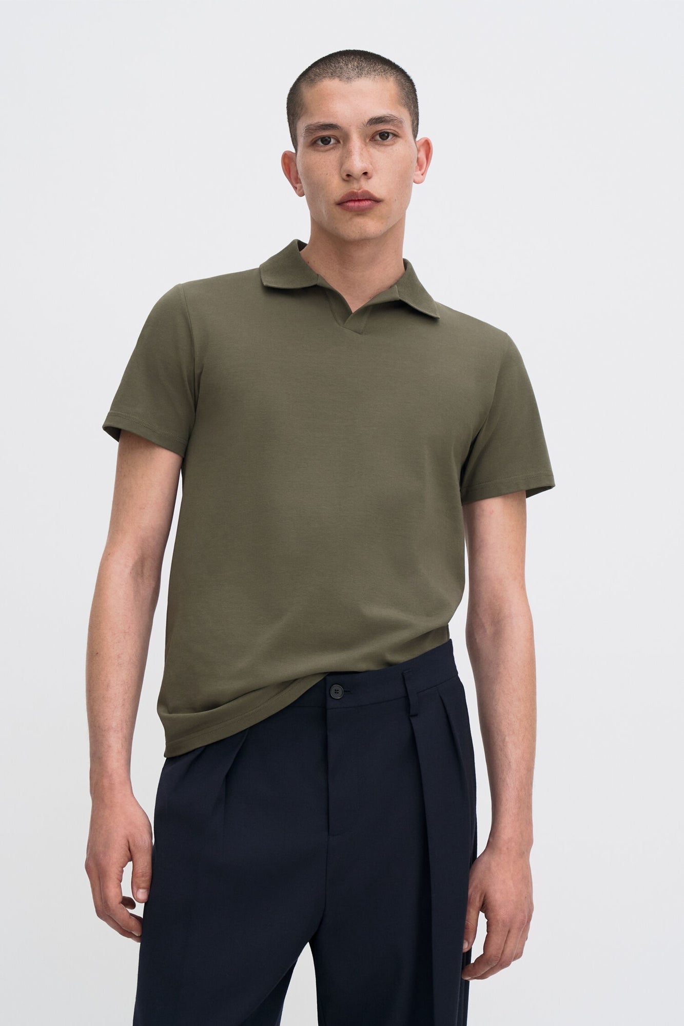 Stretch Cotton Polo Dark Olive