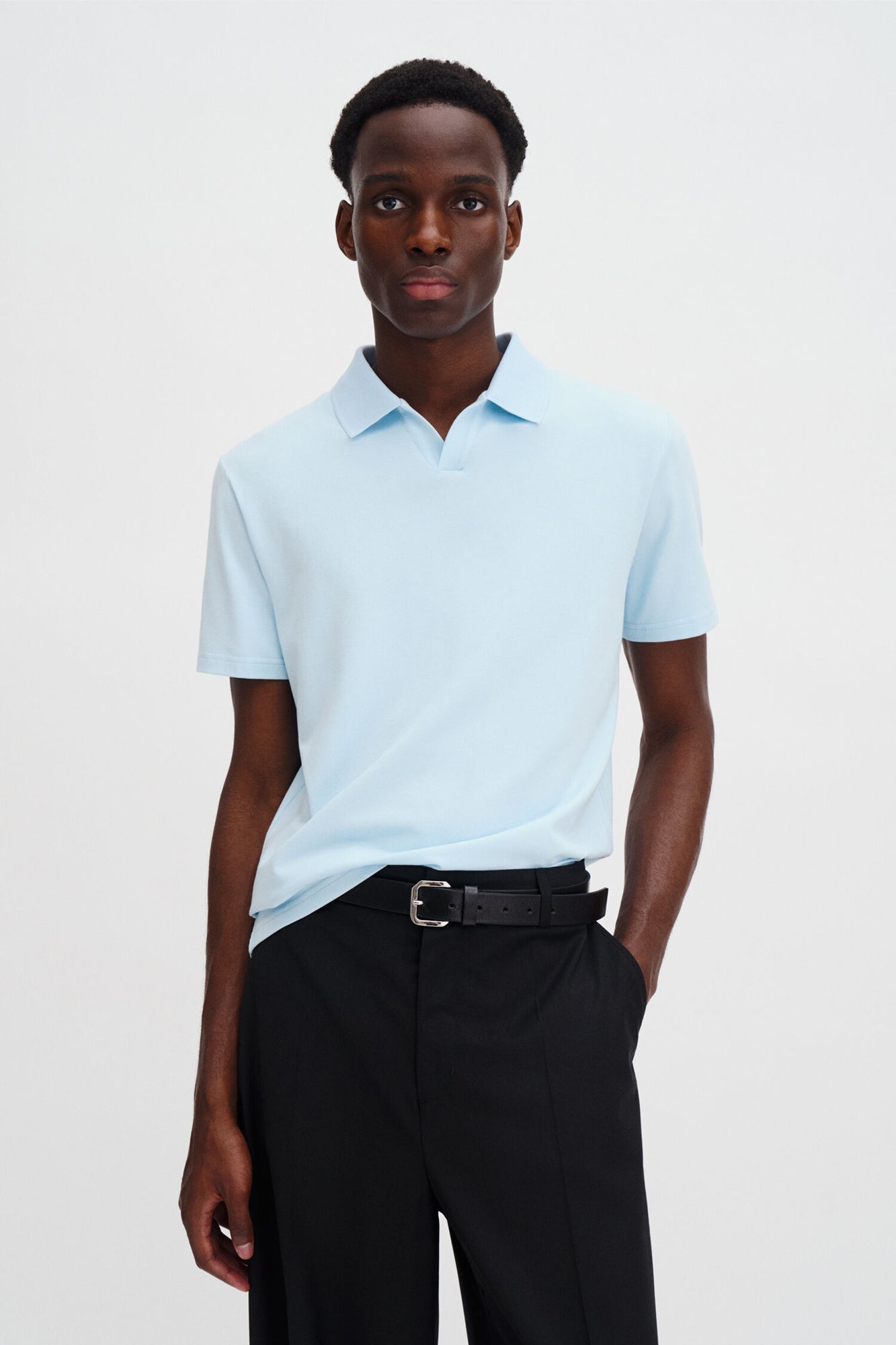 Stretch Cotton Polo Frost Blue