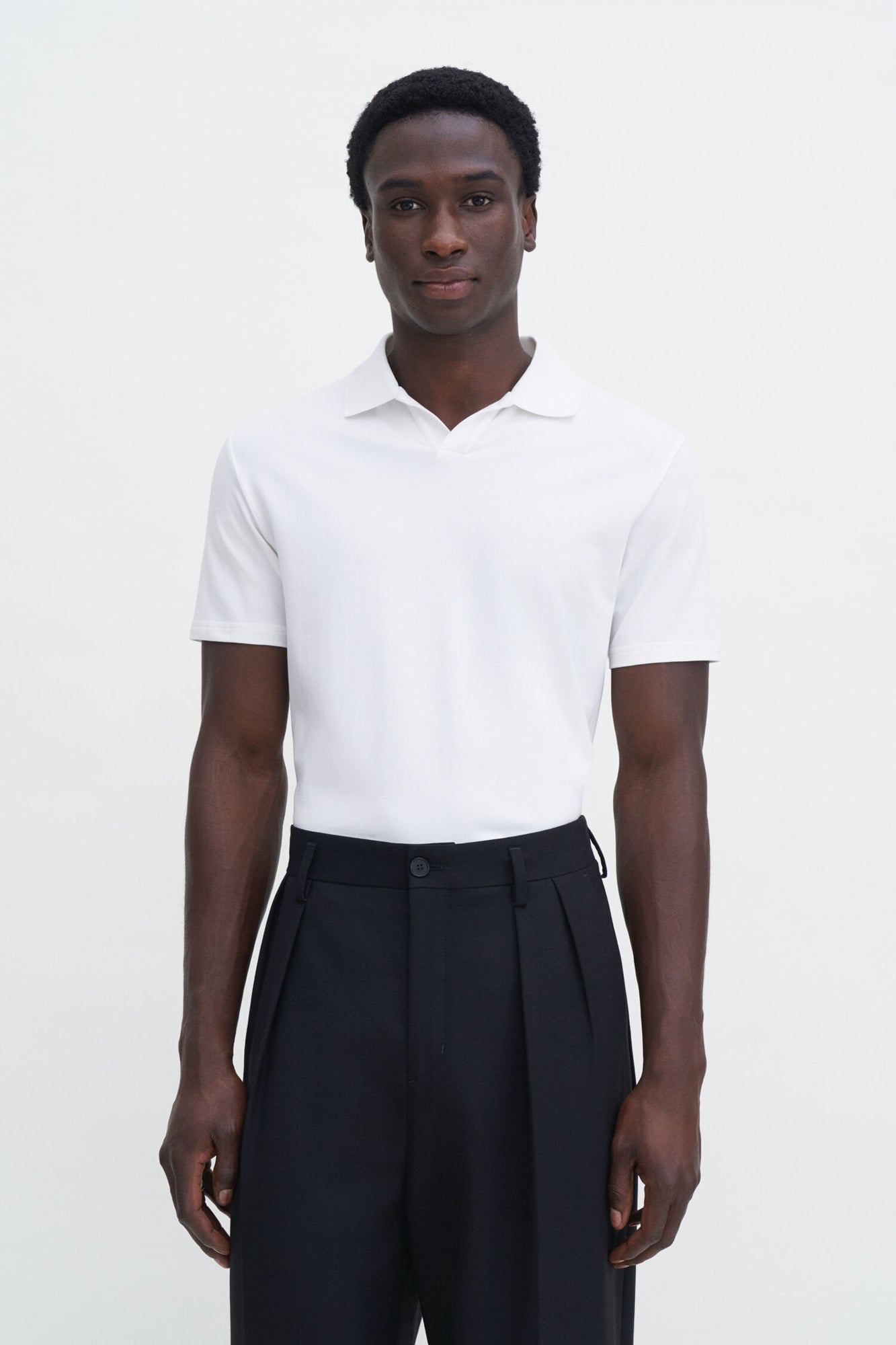 Stretch Cotton Polo White