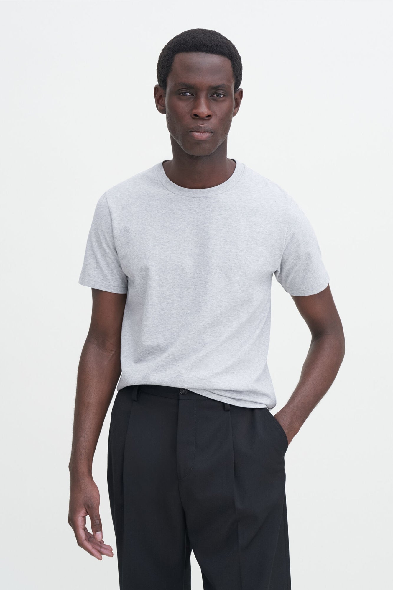 Stretch Cotton Tee Grey Melange