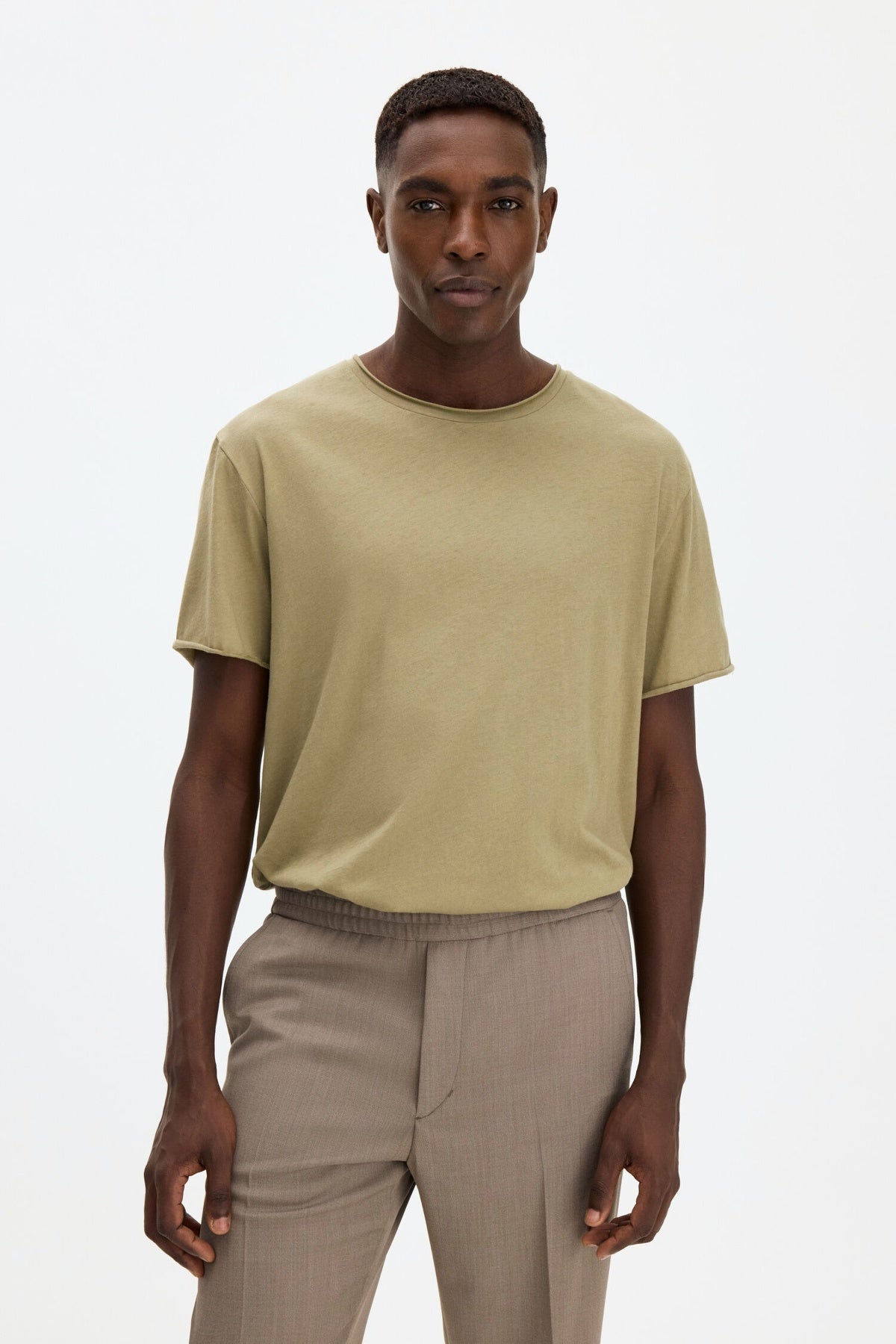 Roll Neck Tee Light Olive Green