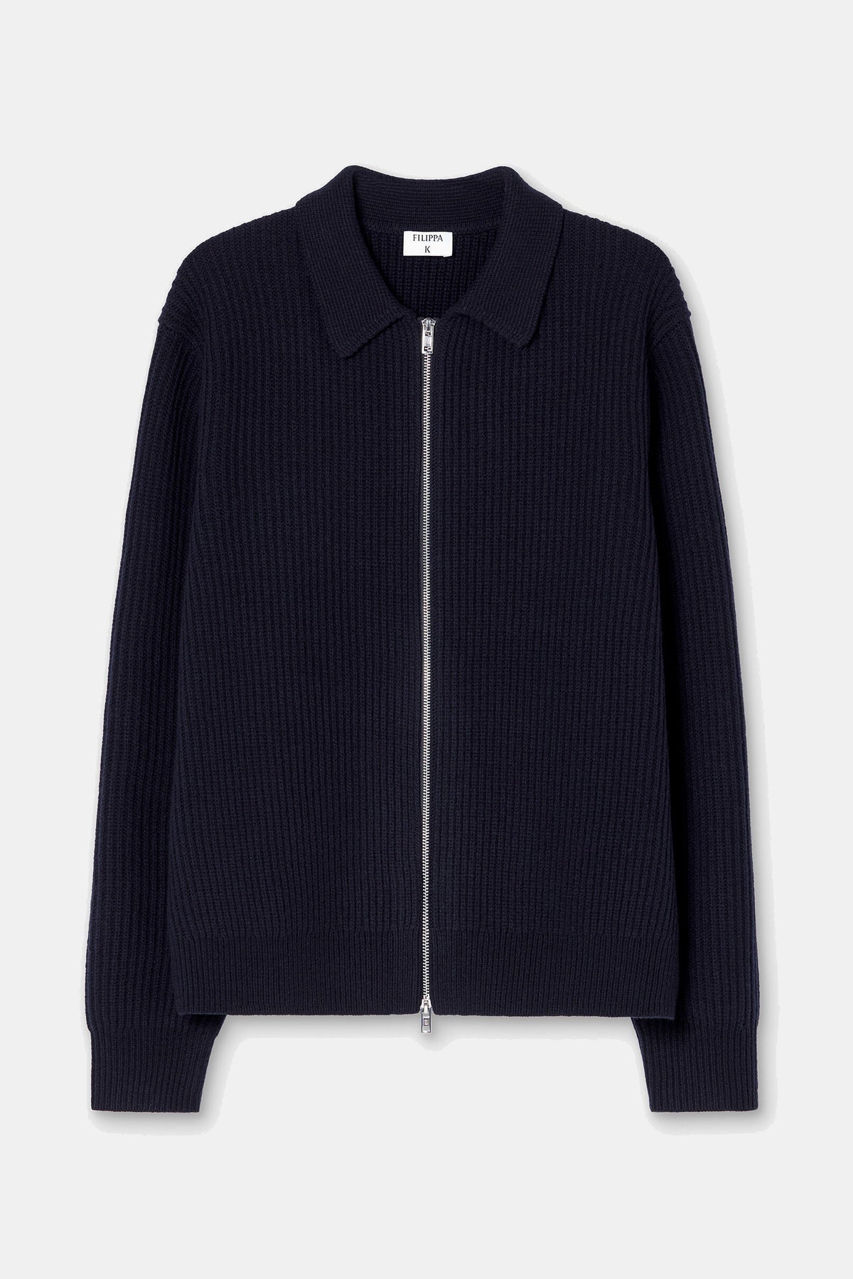 Ribbed Wool Zip Cardigan