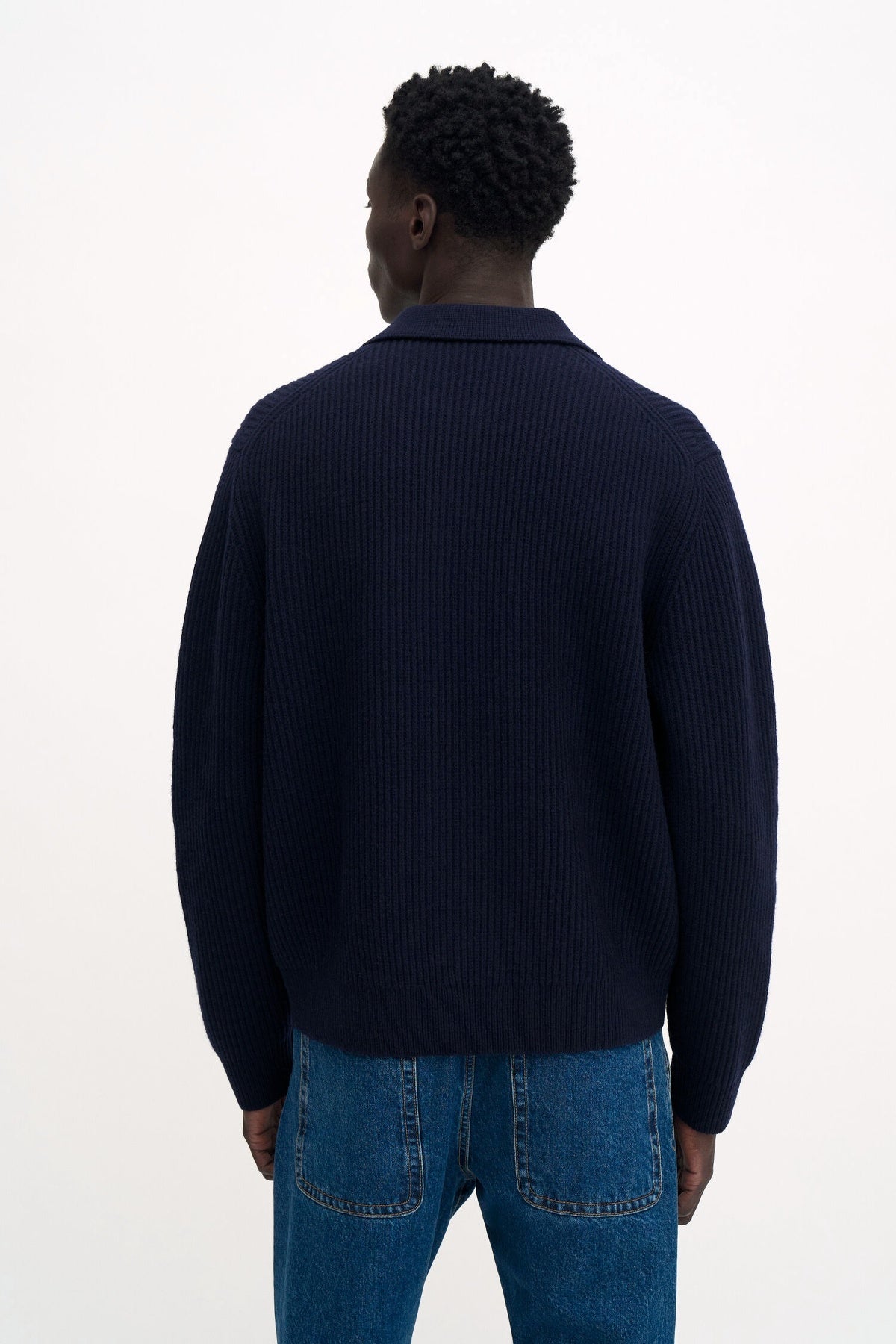Ribbed Wool Zip Cardigan