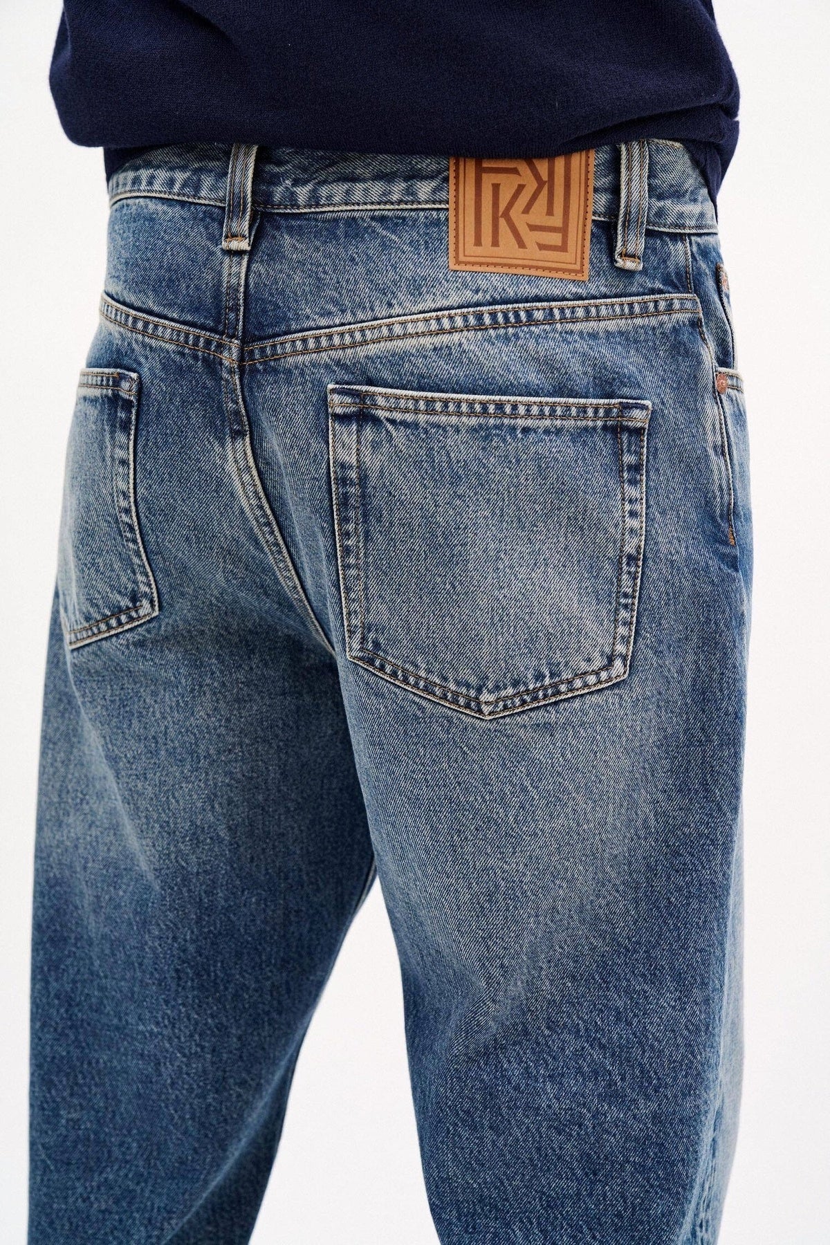 Baggy 5 Pocket Jeans Washed Mid Blue
